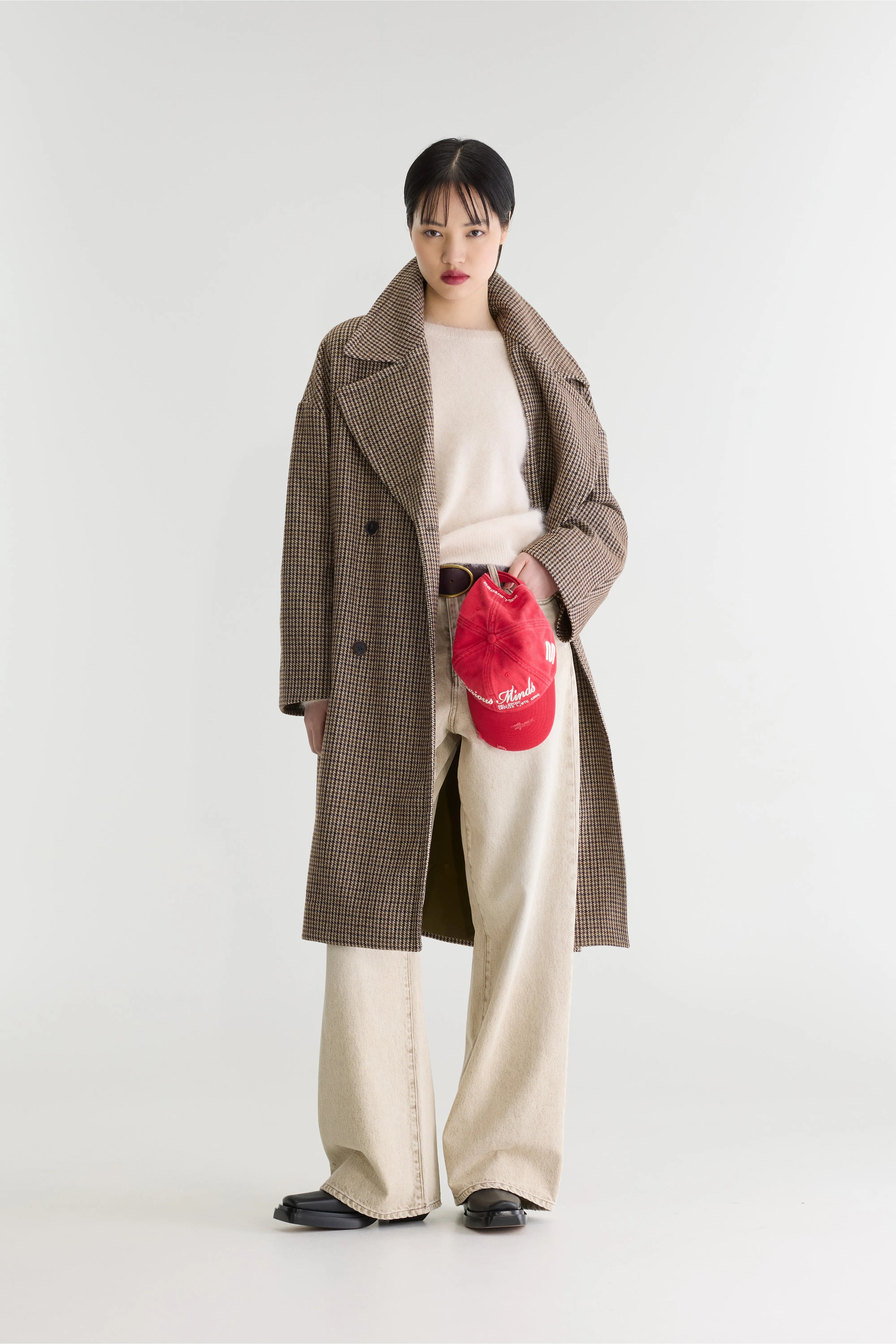 Manteau Pied-de-poule Jaguar - Dark roast / Fir / Natural Pour Femme | Bellerose