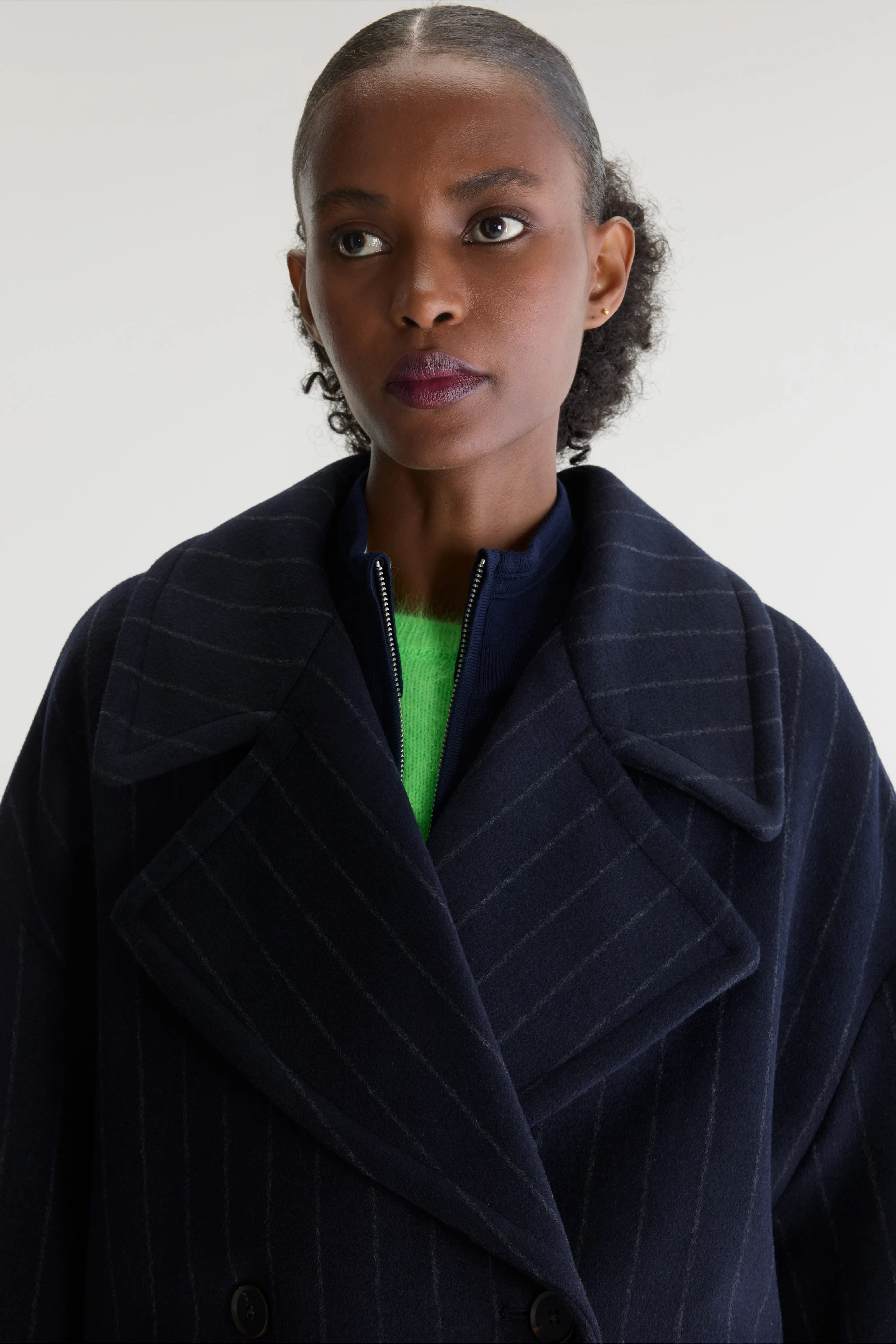 Manteau À Rayures Fines Jaguar - Captain / Off white Pour Femme | Bellerose
