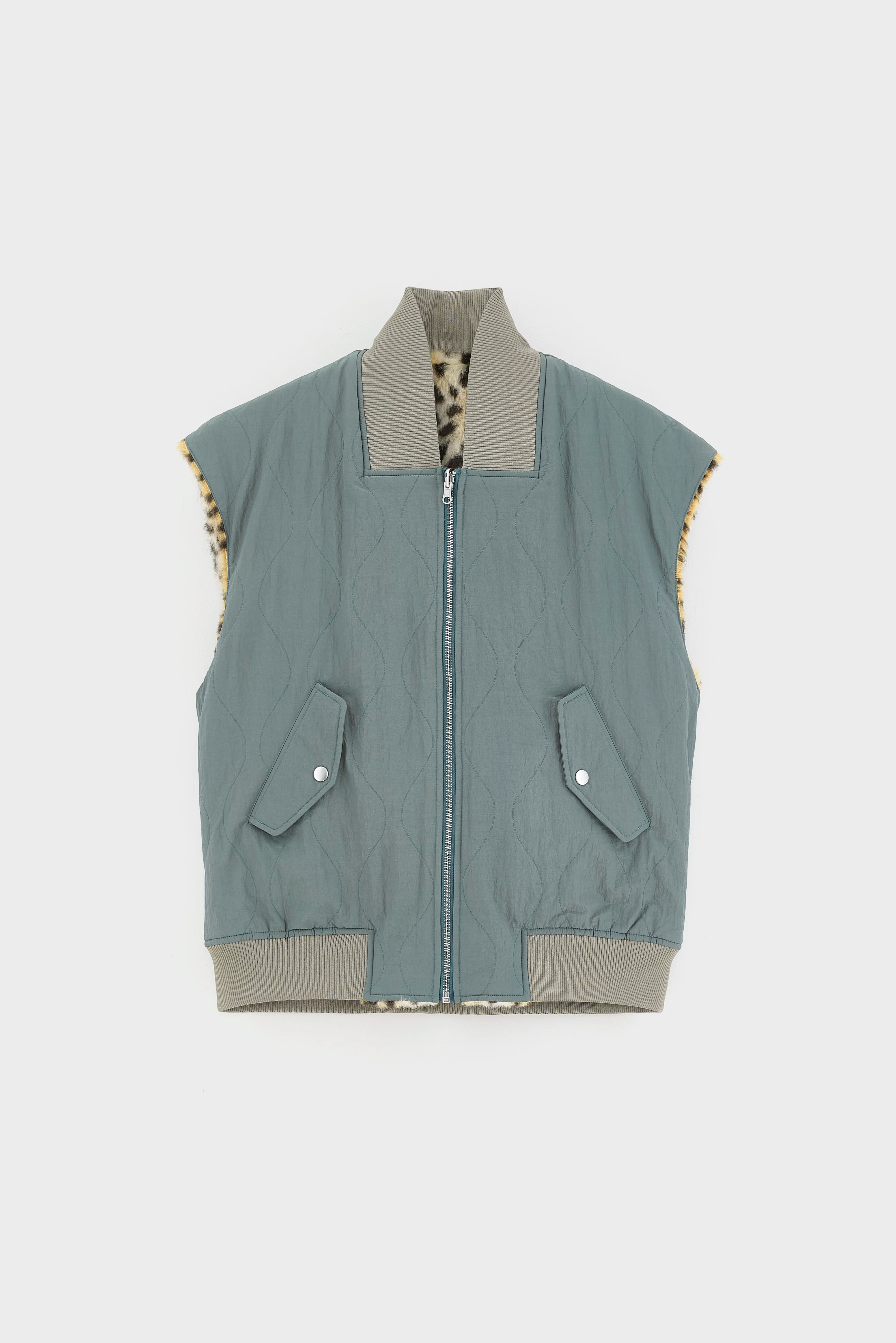 Haalo bodywarmer met luipaardprint (262 / W / ARDOISE)