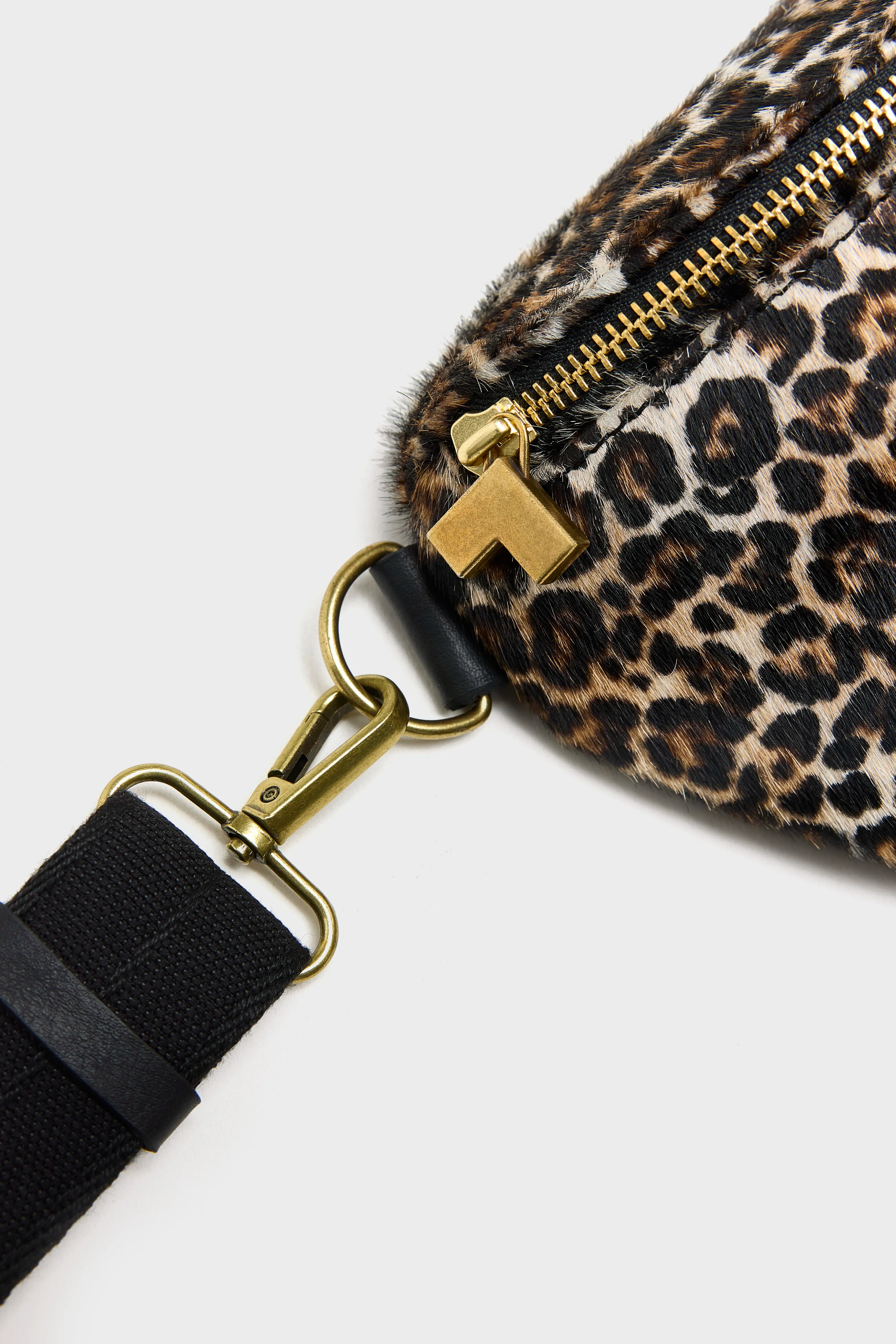 Sac Banane À Imprimé Léopard Souply - Black beauty / Nuage / Suede Pour Femme | Bellerose