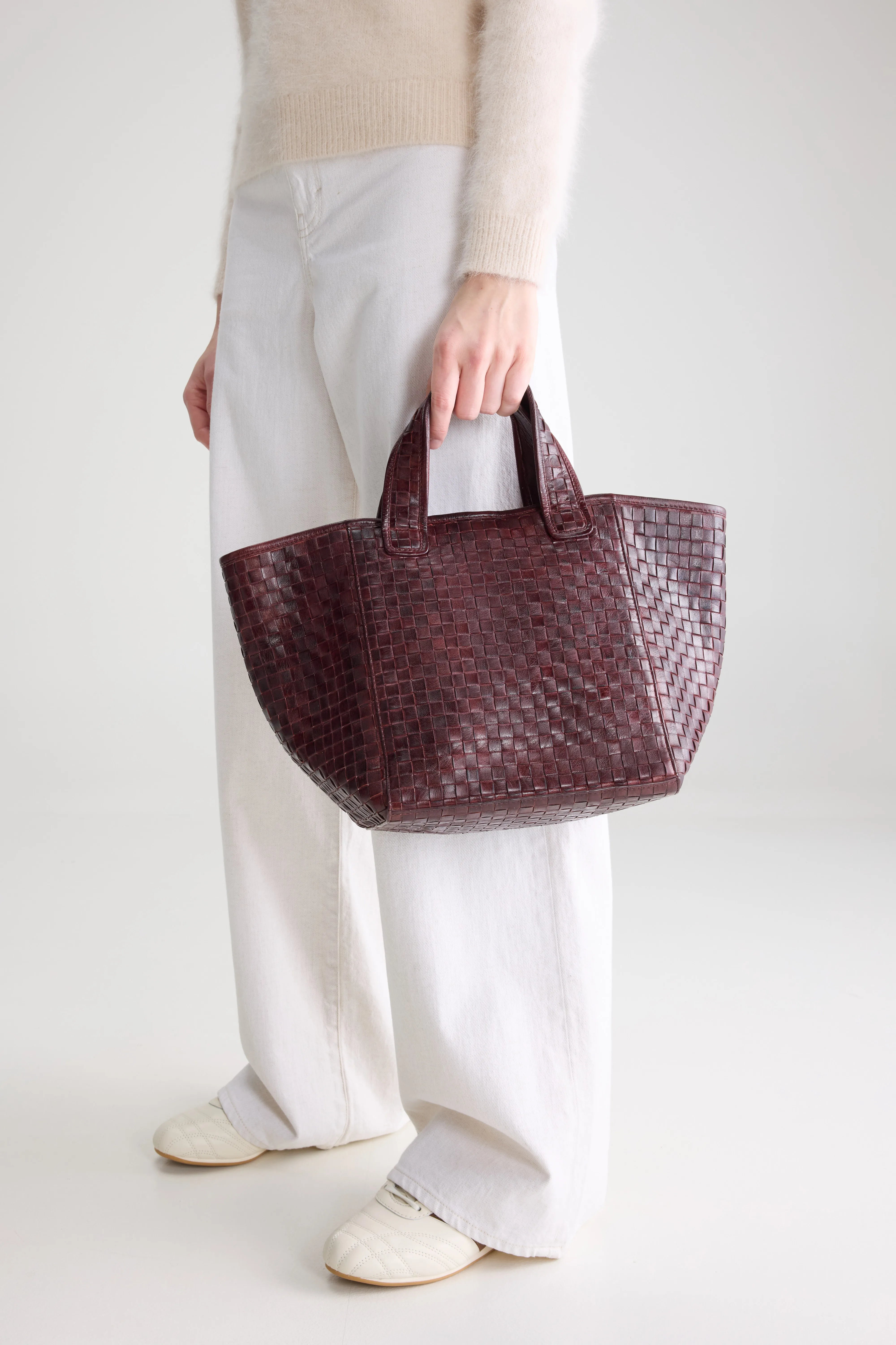 Kub Mini Woven Leather Bag - Wine For Women | Bellerose