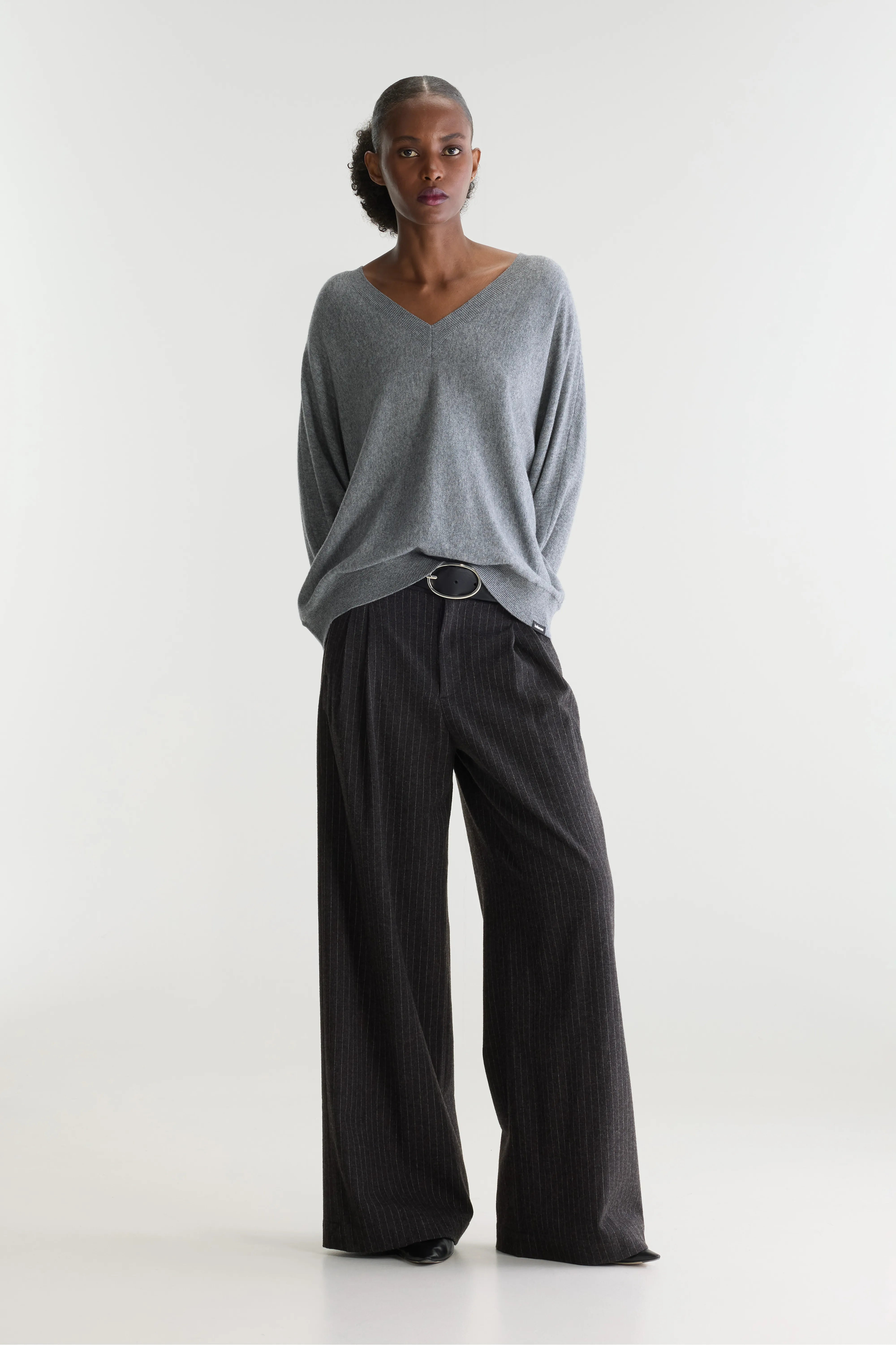 Sonev V-neck Sweater - Grey mel For Women | Bellerose