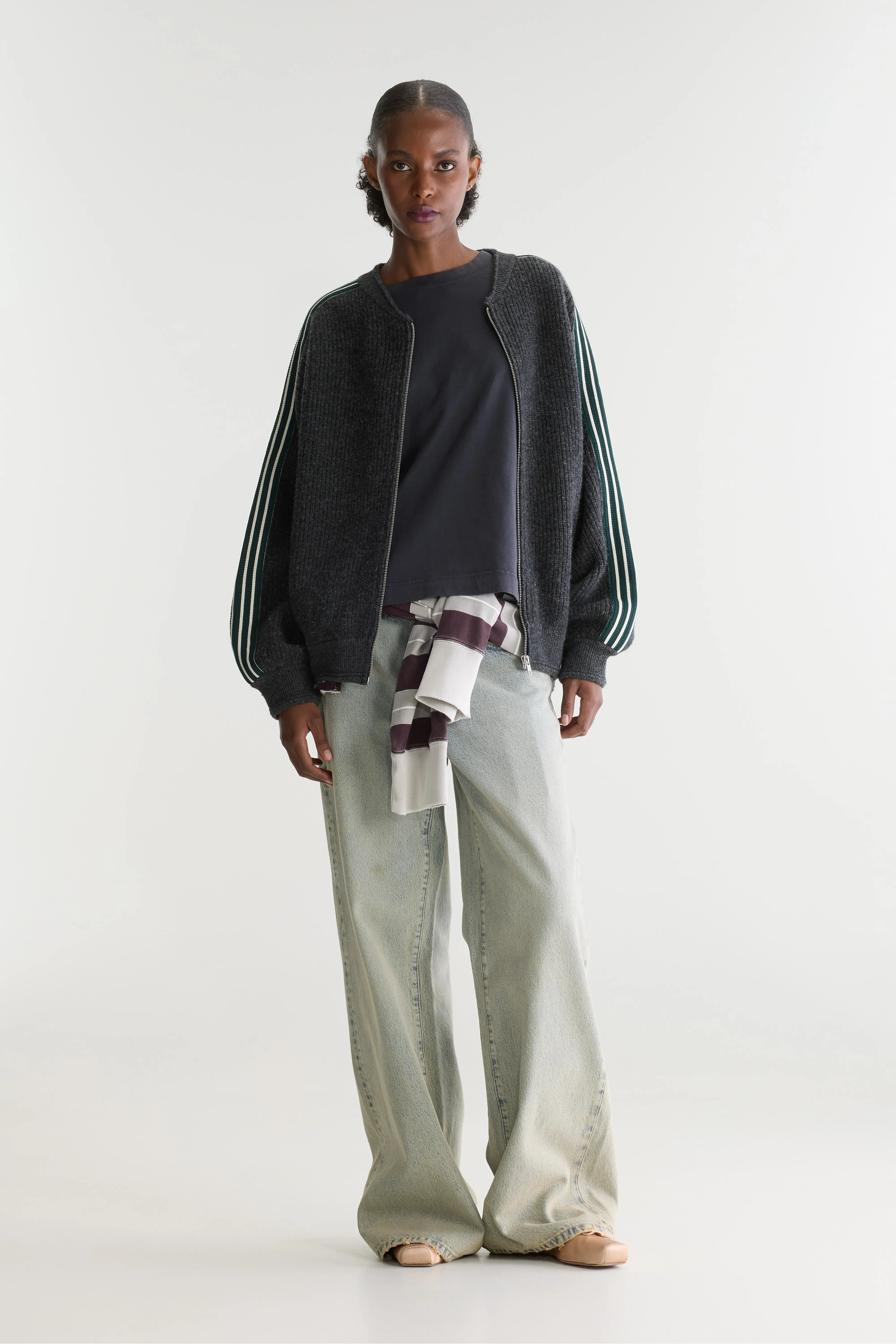 Dam cardigan met rits (262 / W / DARK GREY)