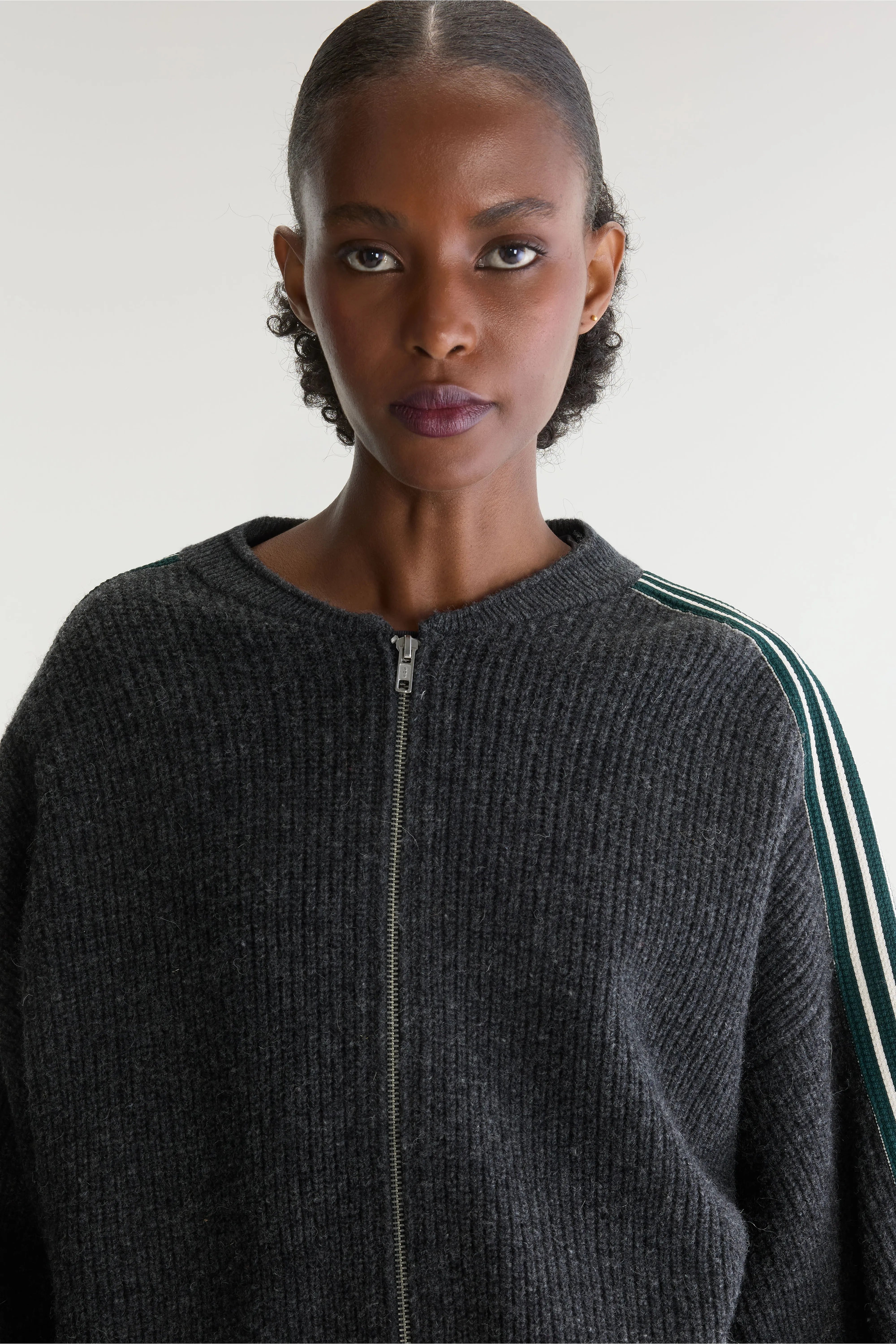 Dam cardigan met rits (262 / W / DARK GREY)