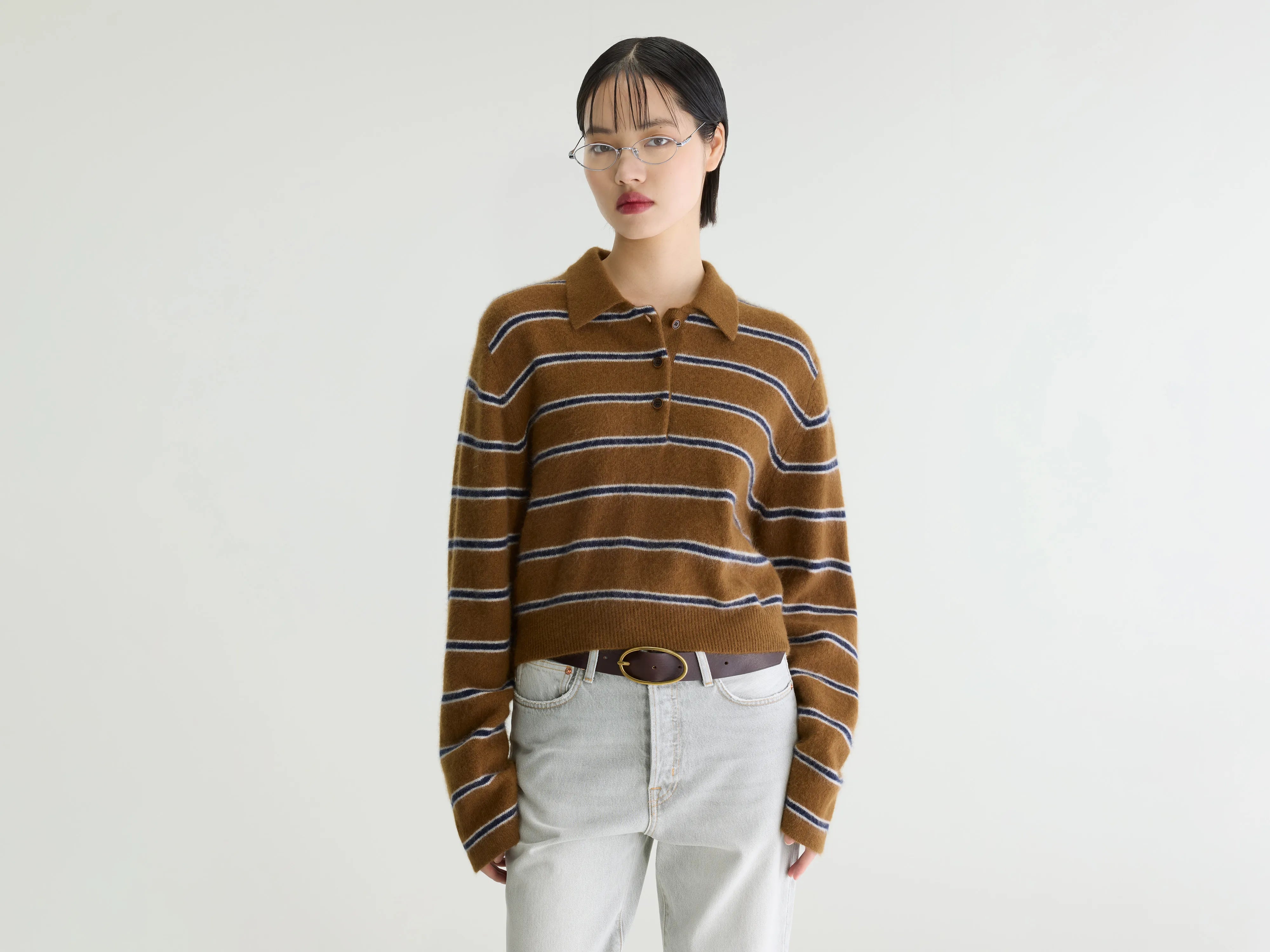 Dussyr Gestreepte Polotrui - Captain / Chocolate / Oyster Voor Dames | Bellerose