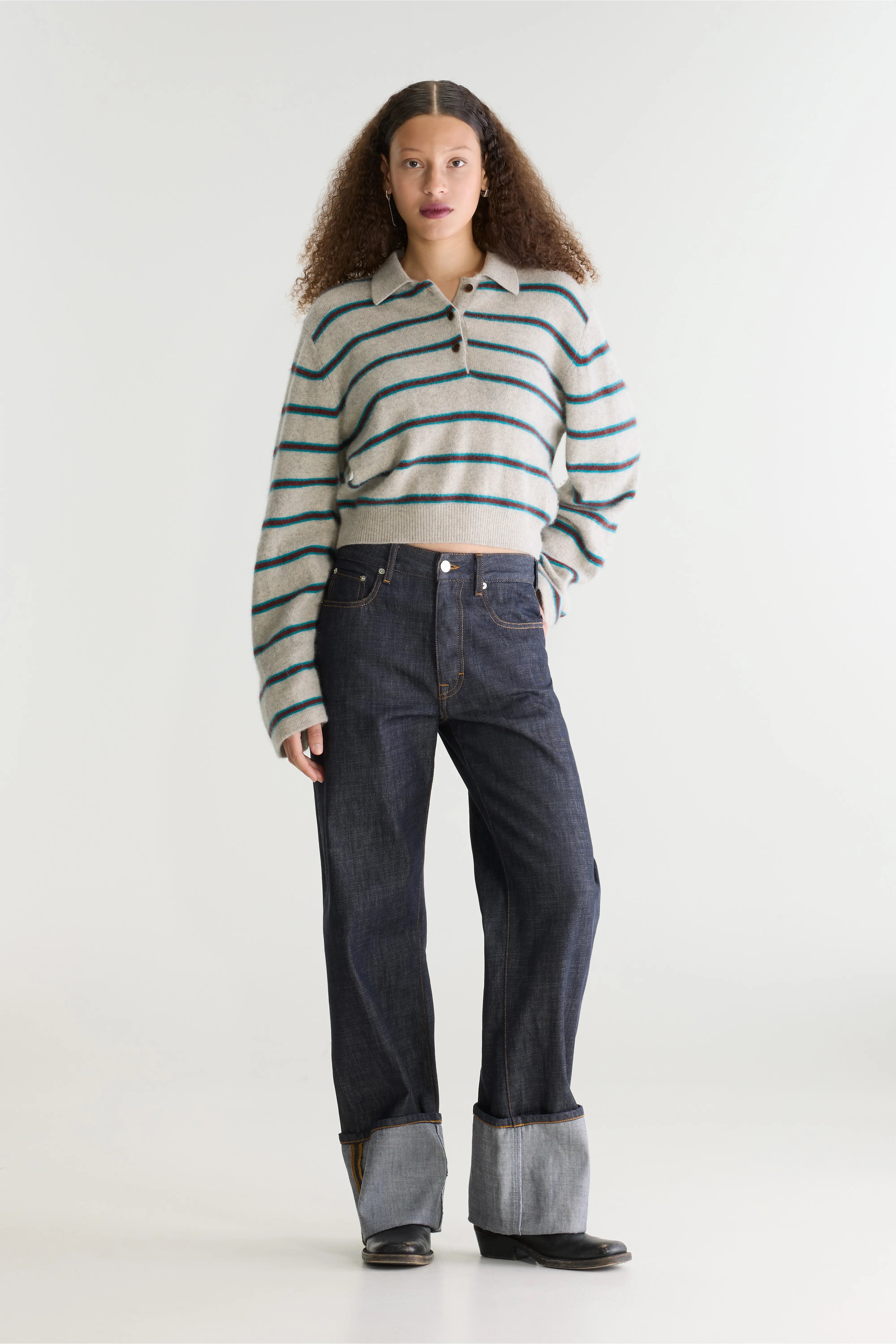Pull col polo rayé Dussyr (262 / W / STRIPE F)