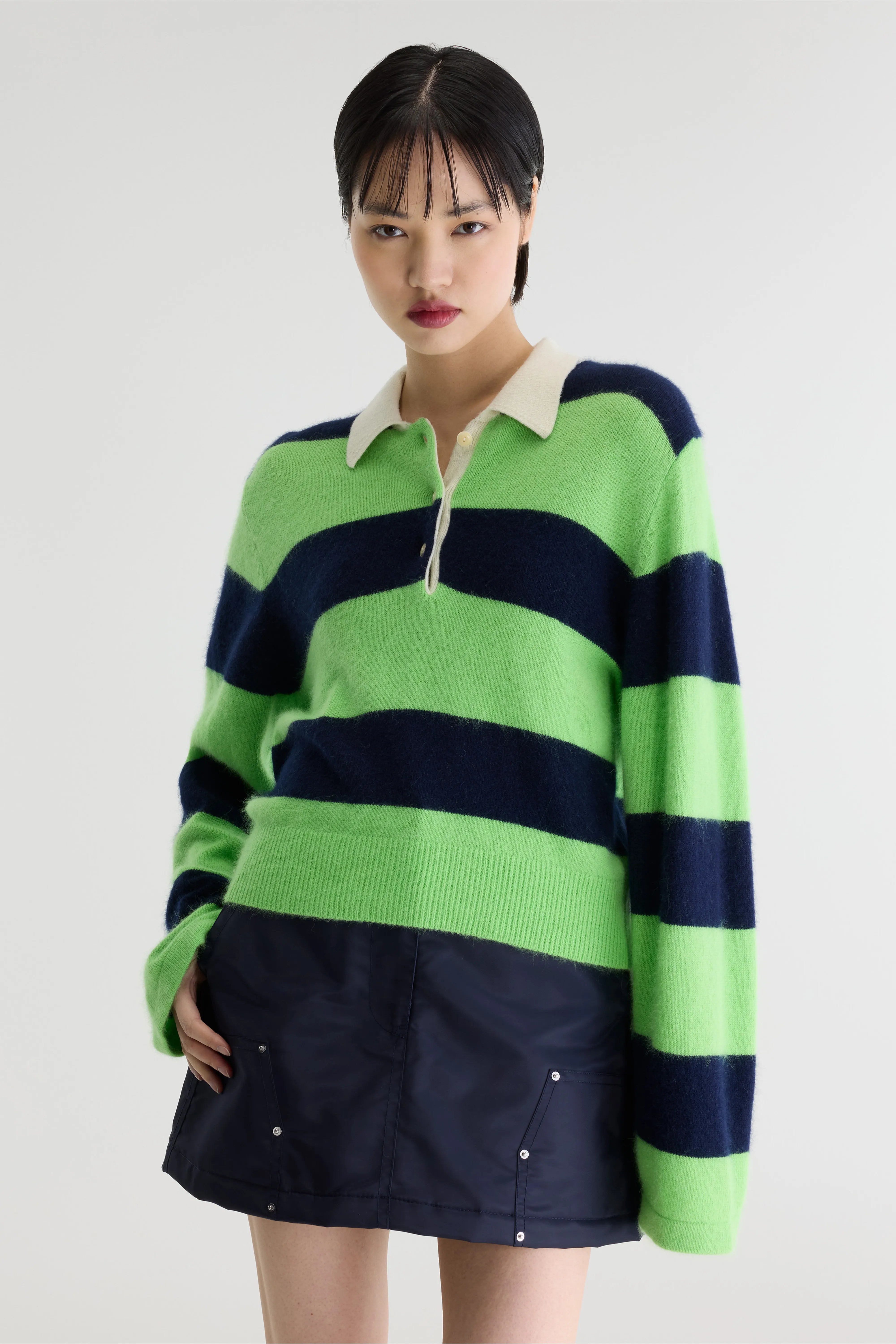 Dusto Striped Polo Sweater - Captain / Ecru / Vegas For Women | Bellerose