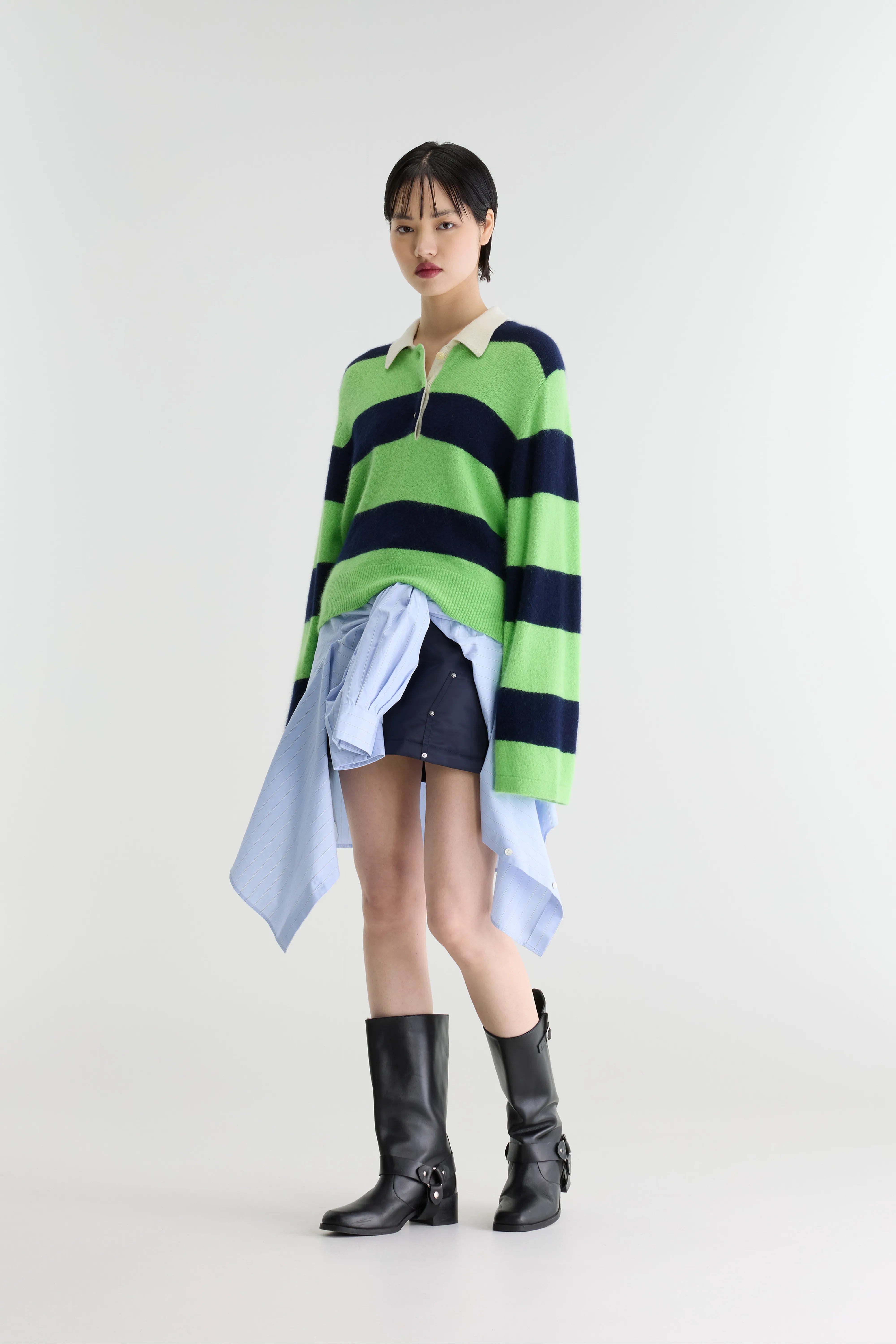 Dusto Striped Polo Sweater - Captain / Ecru / Vegas For Women | Bellerose