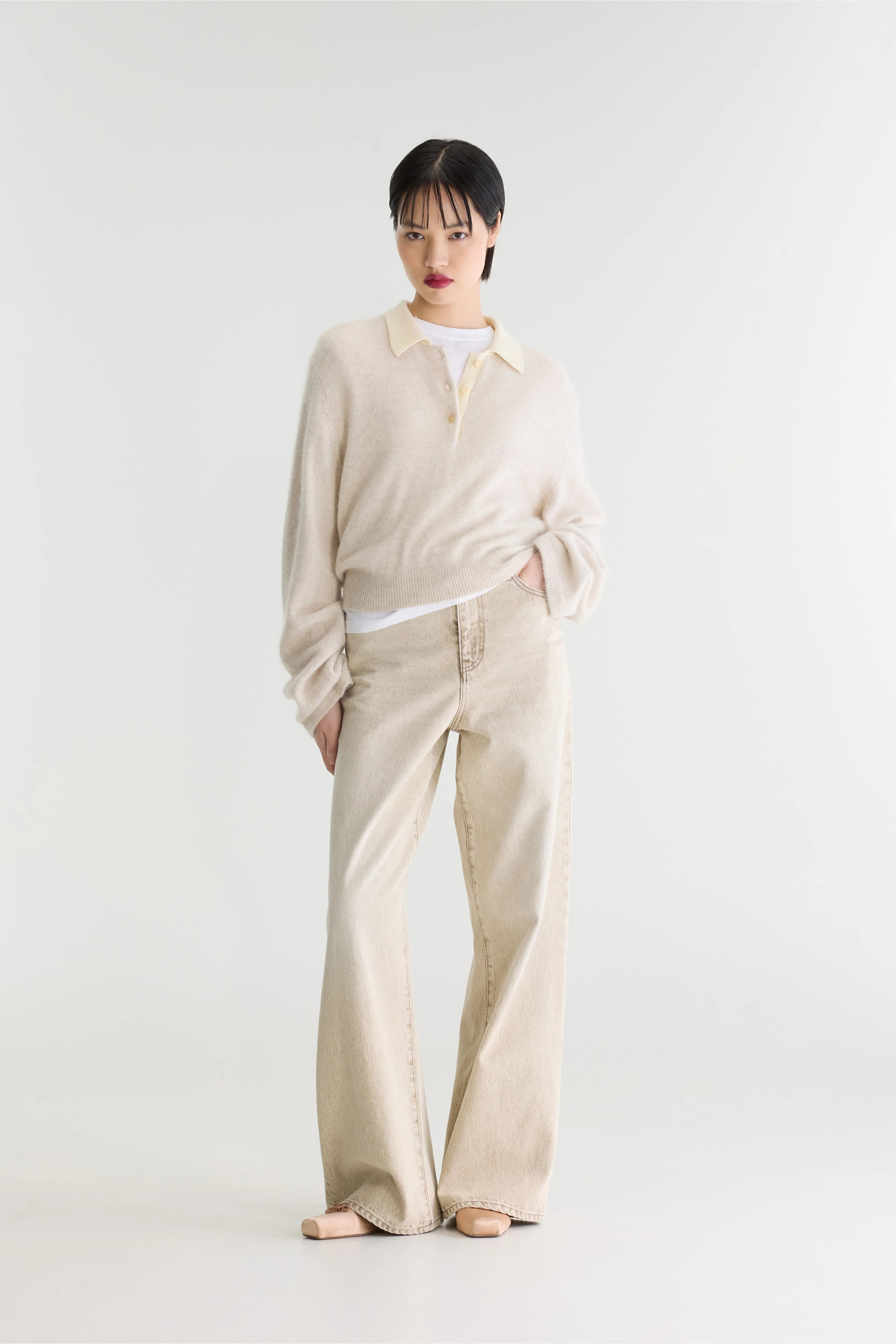 Dusto Polo Sweater - Ecru / Oyster For Women | Bellerose