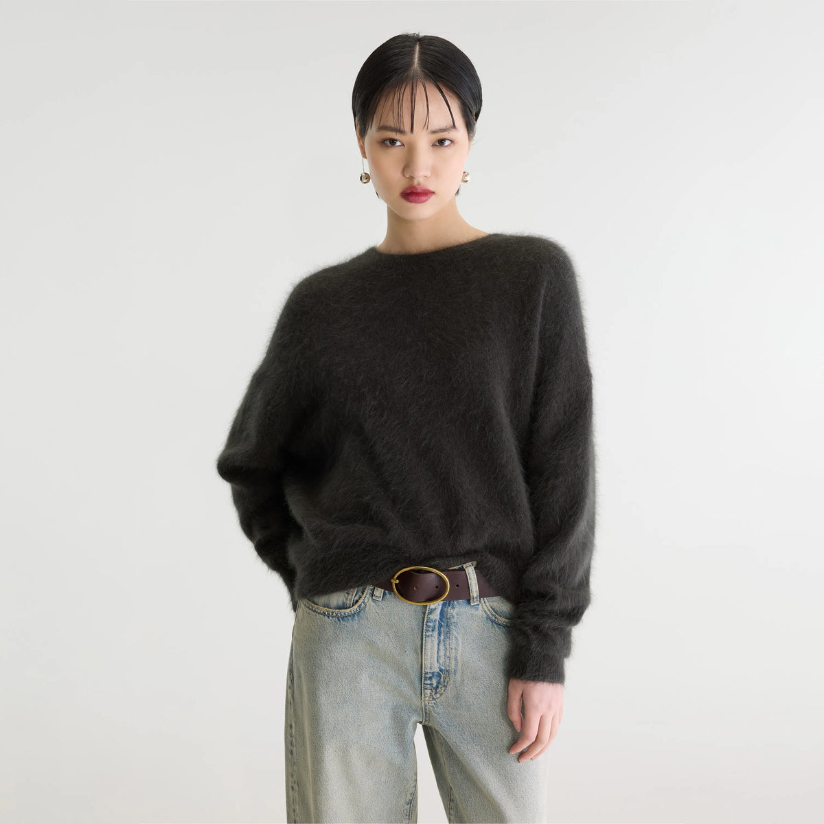 Oversized black angora-blend sweater - Women | Bellerose