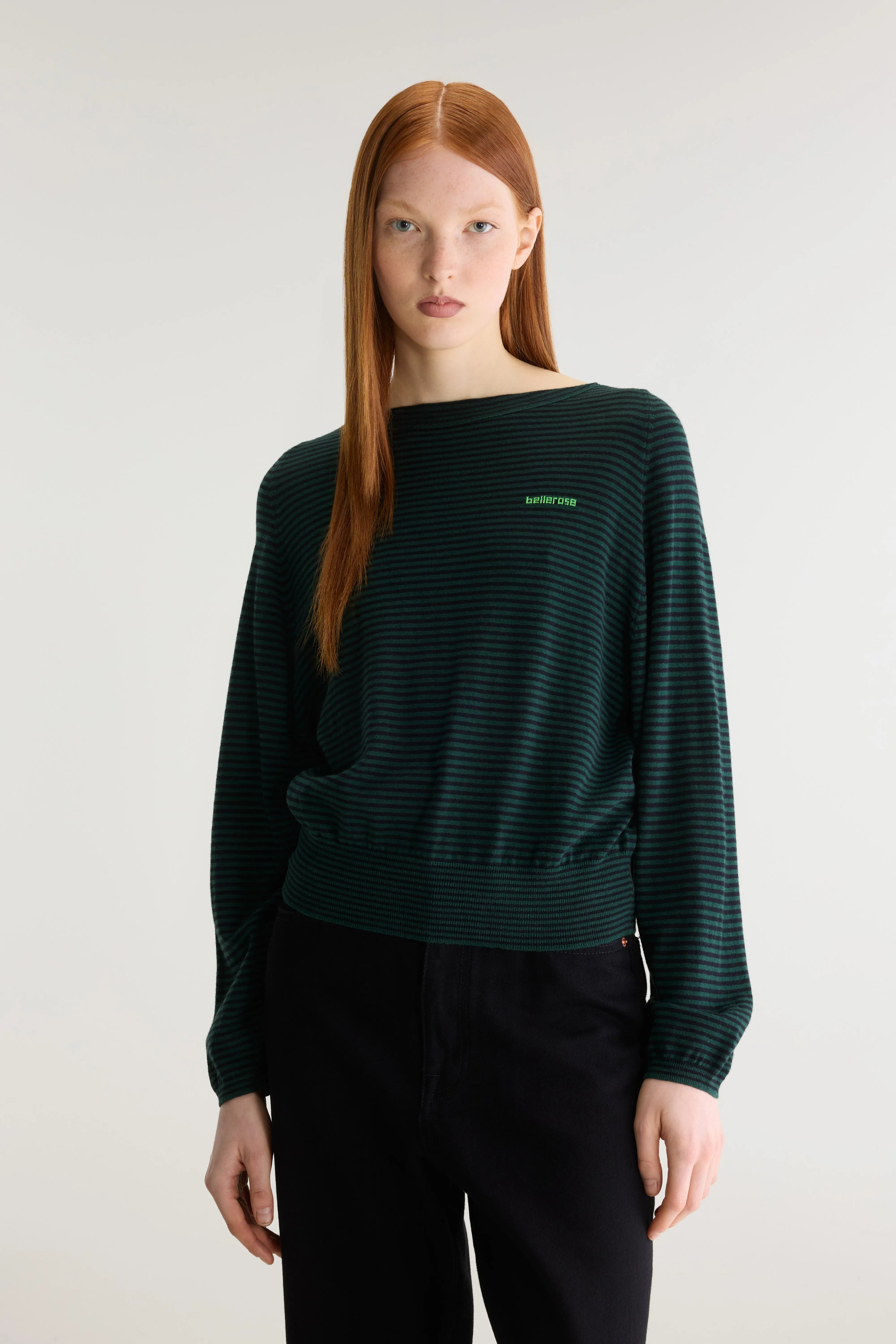 Gerhi Relaxed Sweater - Bottle / Off black / Vegas For Women | Bellerose