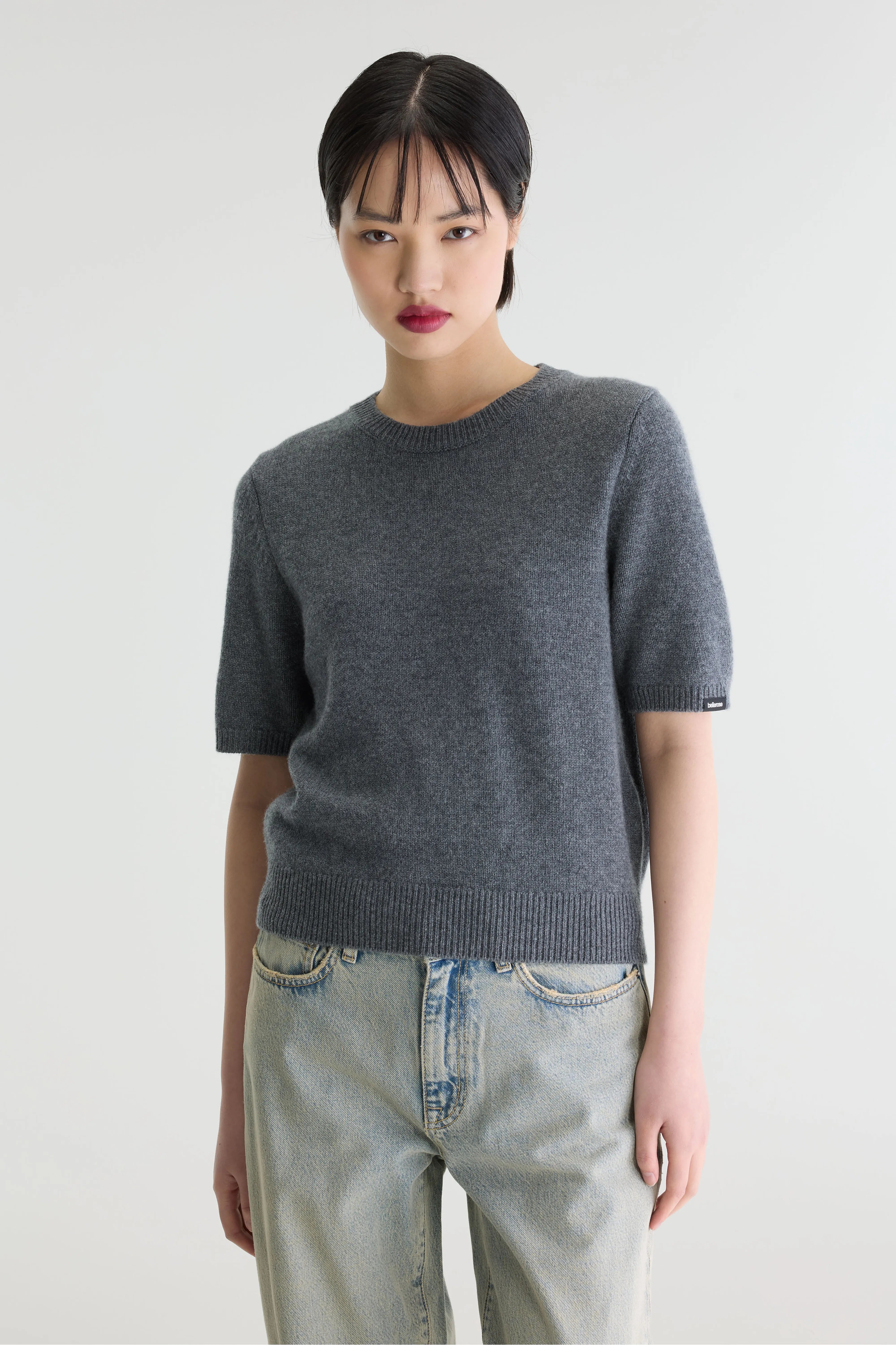 Synad Short-sleeve Cashmere Sweater - Grey mel For Women | Bellerose