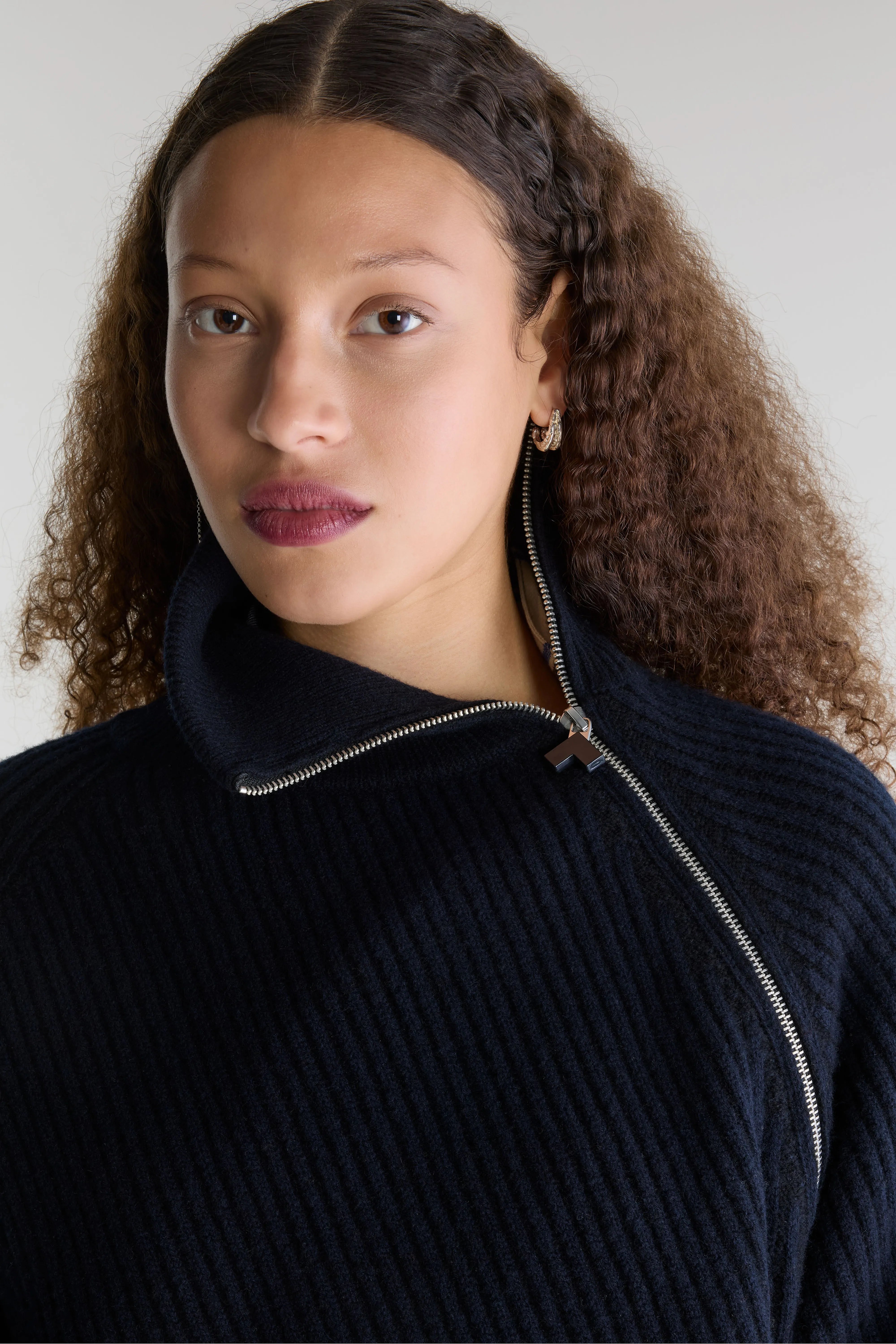 Pull col roulé zippé Dorry (262 / W / NAVY)