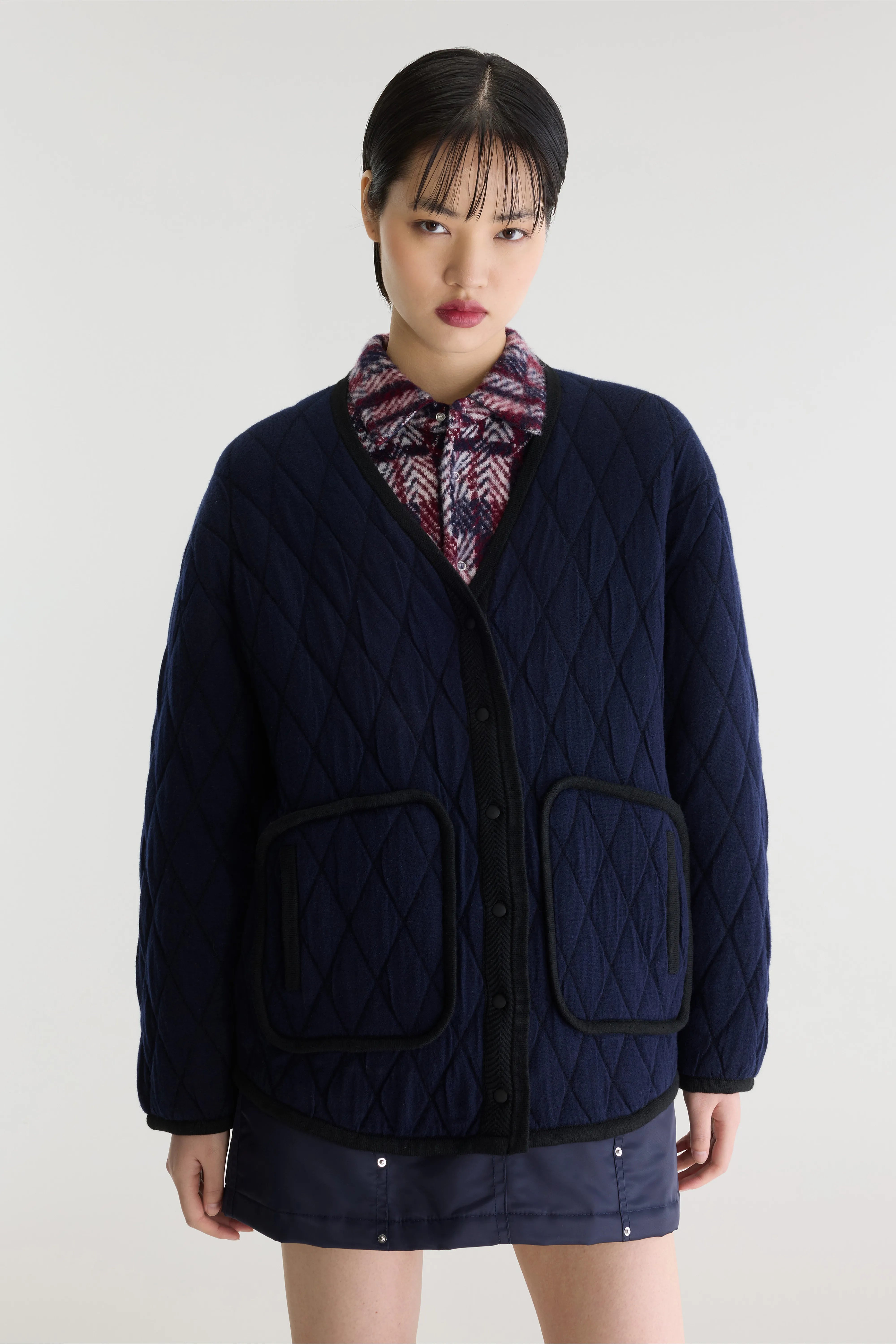 Cardigan Col V Aiga - Black / Navy Pour Femme | Bellerose