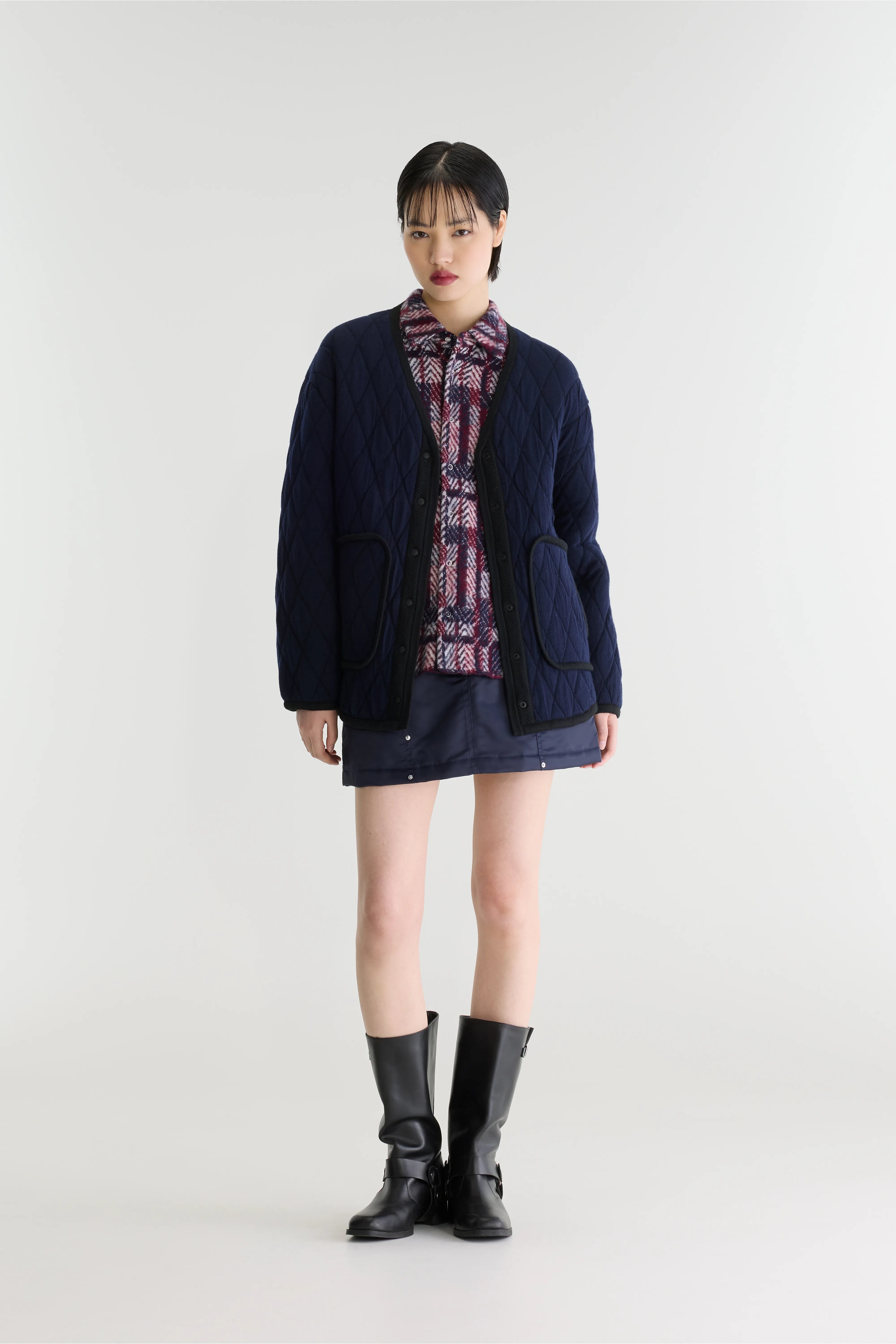 Cardigan Col V Aiga - Black / Navy Pour Femme | Bellerose