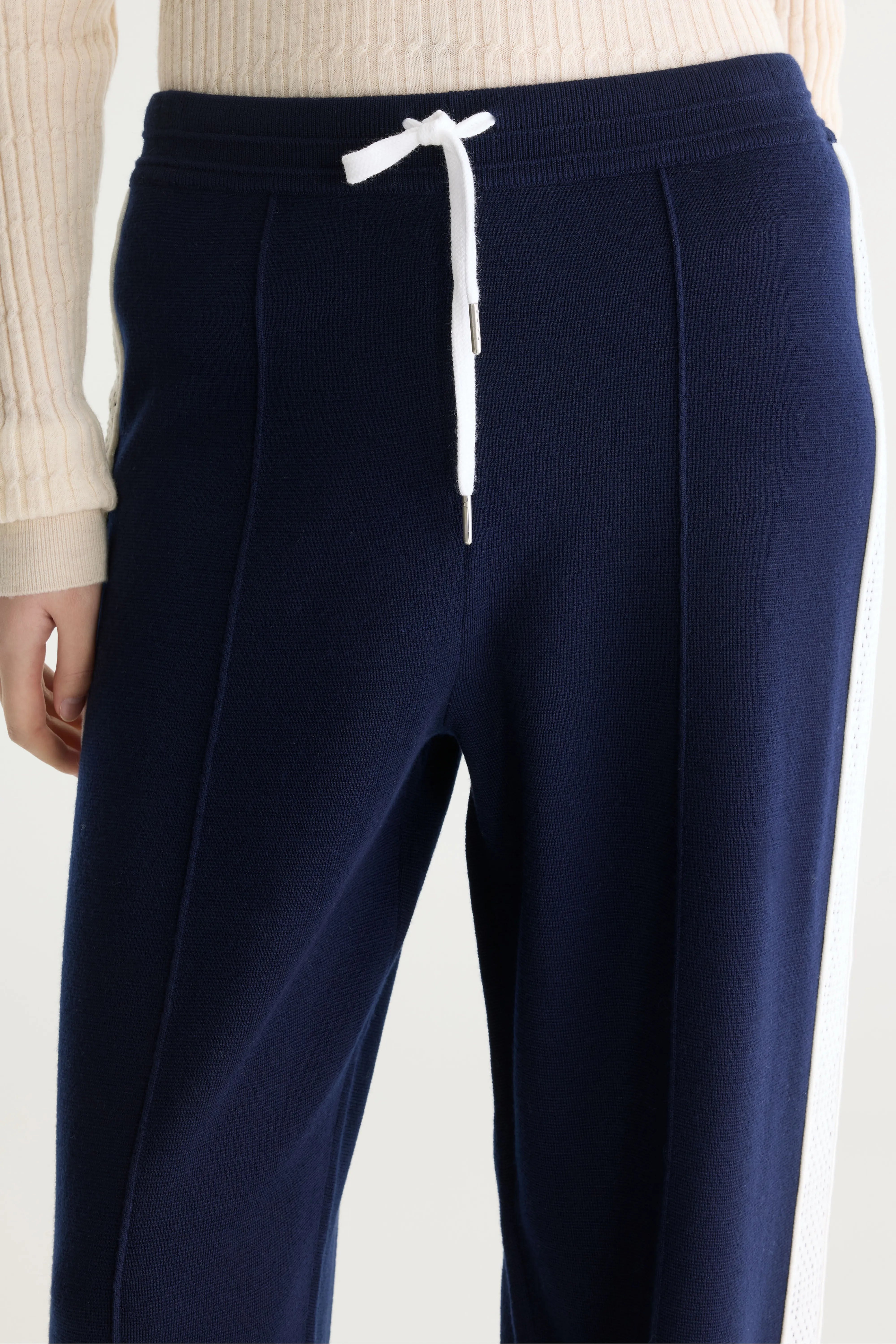 Douts Knitted Straight Jogpants - Navy / White For Women | Bellerose