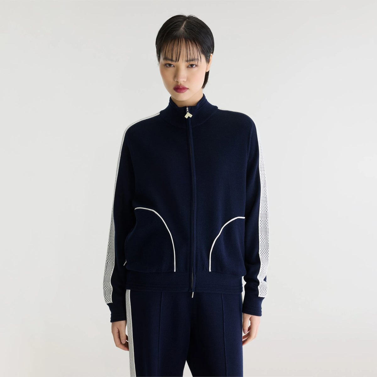 Navy wool zipped cardigan - Women | Bellerose
