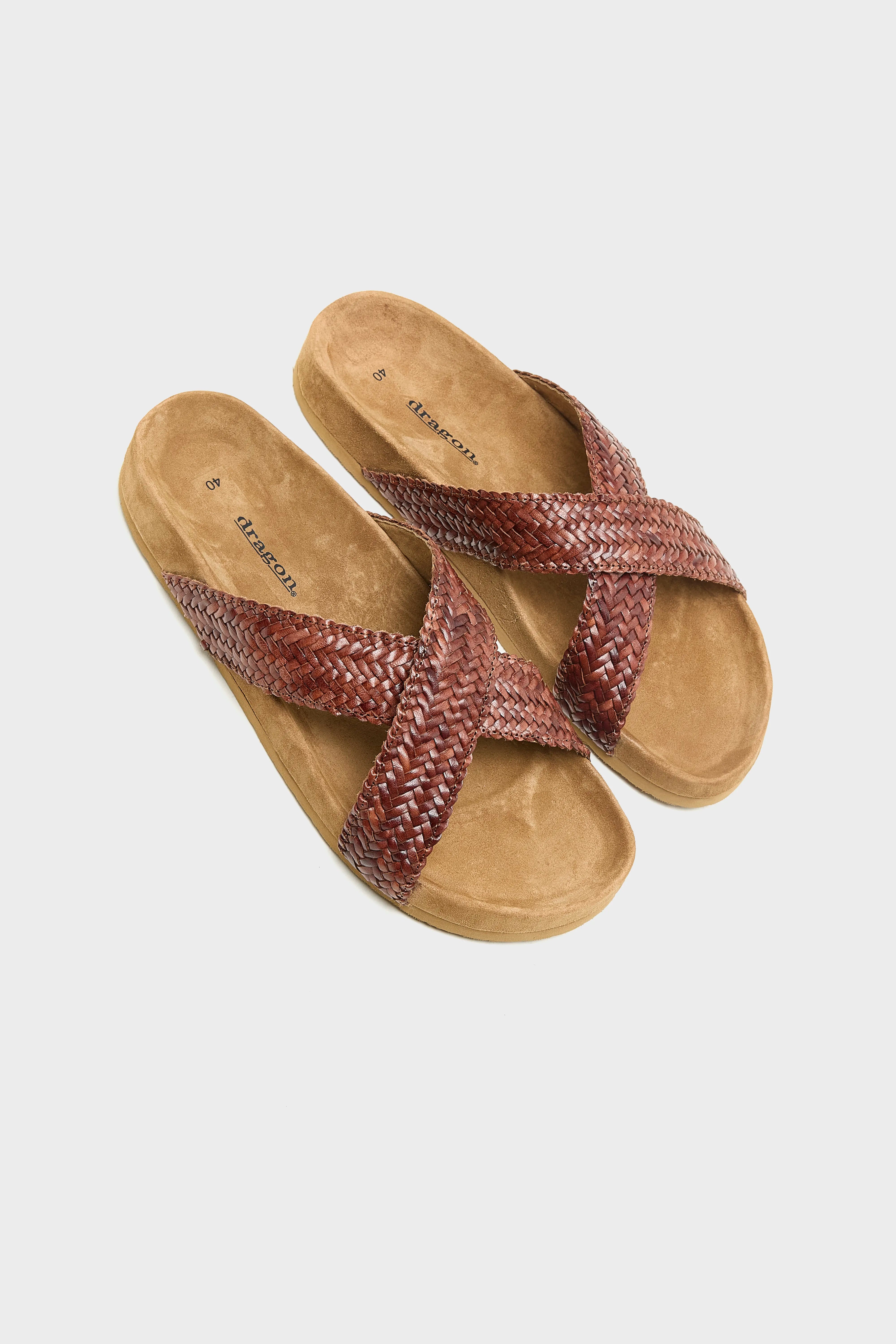 Handgeweven Leren Sandalen  (261 / W / DARK BROWN)