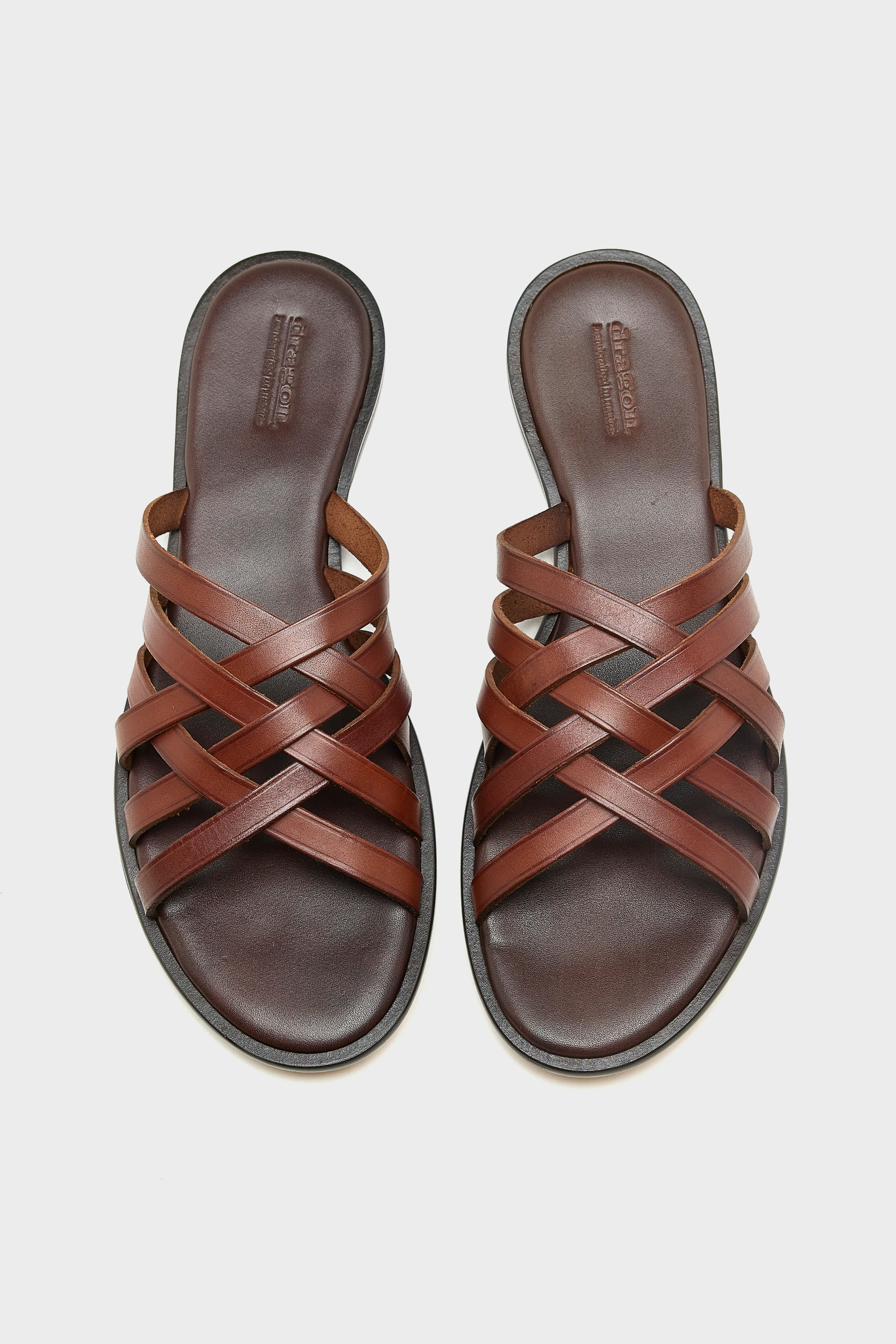 Cross leren sandalen  (261 / W / DARK BROWN)