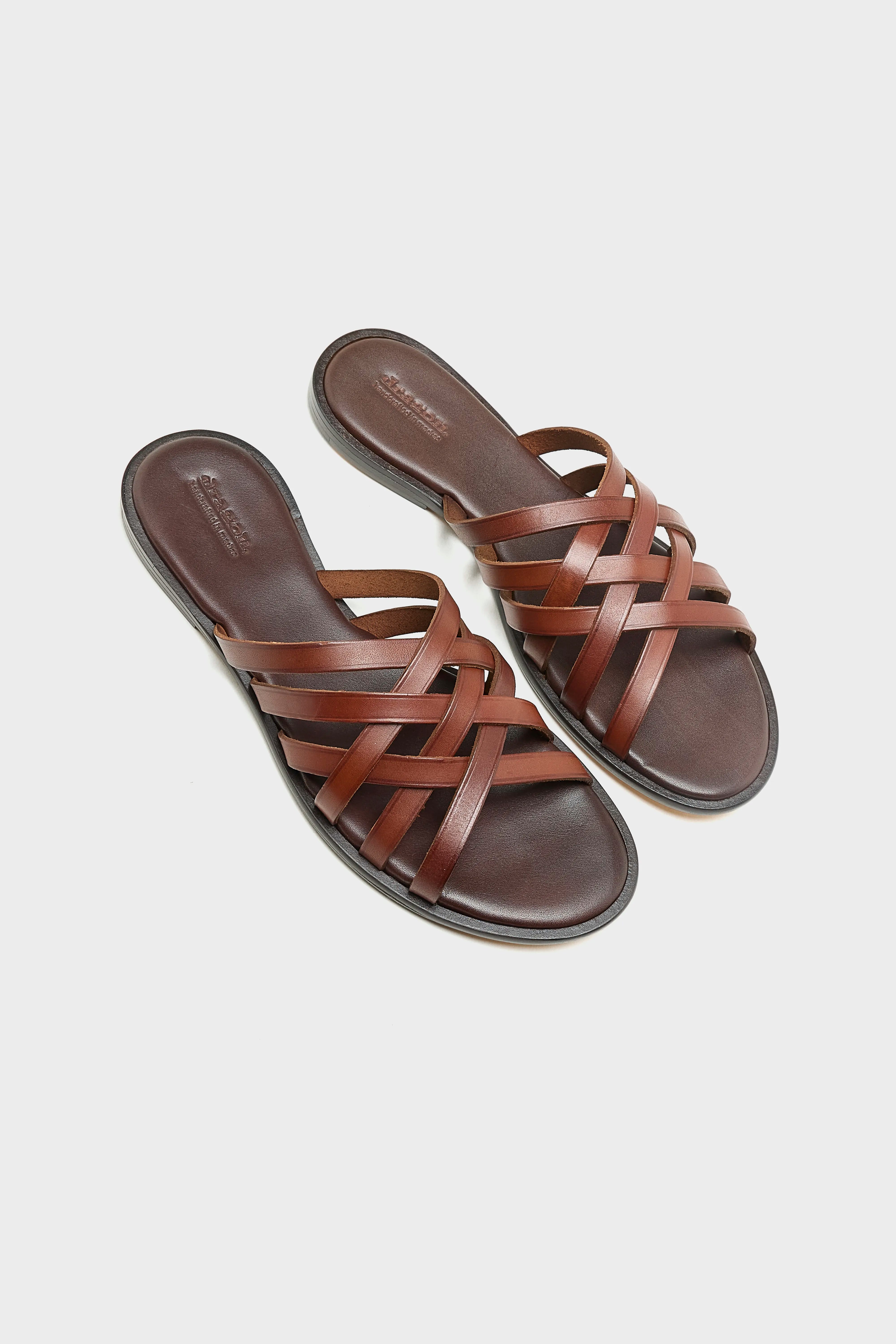 Cross leren sandalen  (261 / W / DARK BROWN)