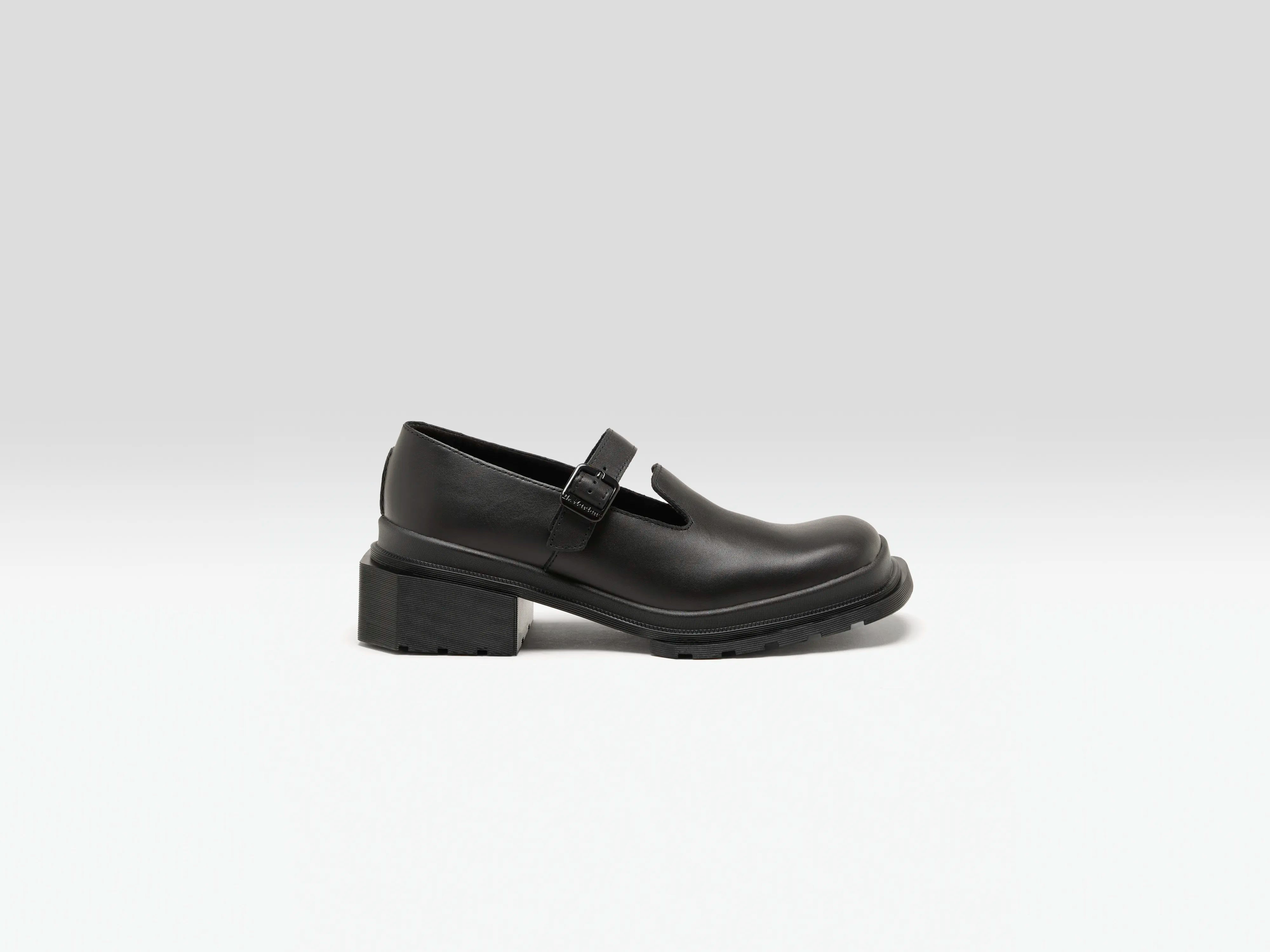 Maybole Square Toe Leather Mary Janes  (251 / W / BLACK)