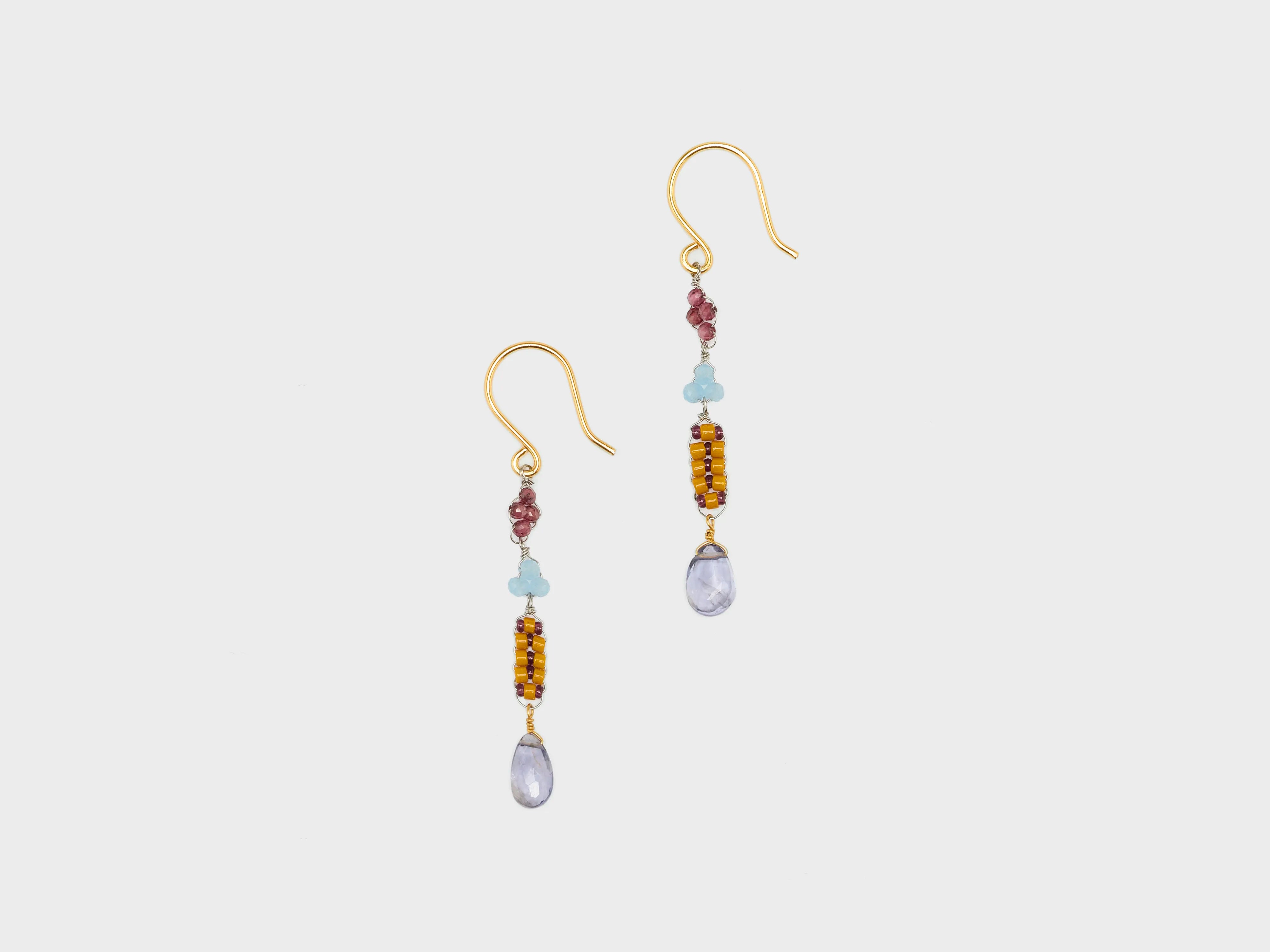 Boucles d'Oreilles Asymétriques Iolite Drop (252 / W / MULTICOLOR)