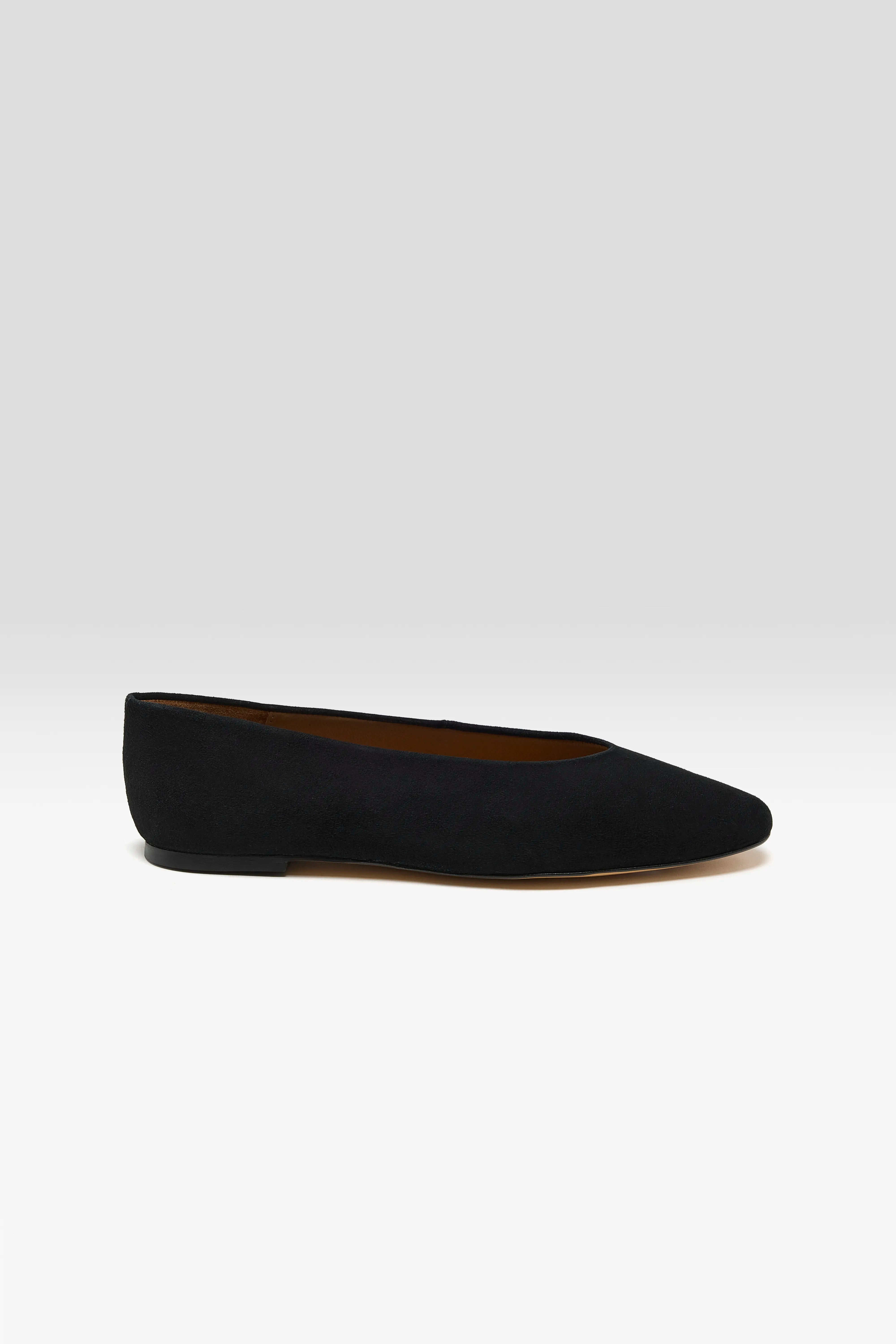 Belinda Black Suede Ballerina For Women | Bellerose