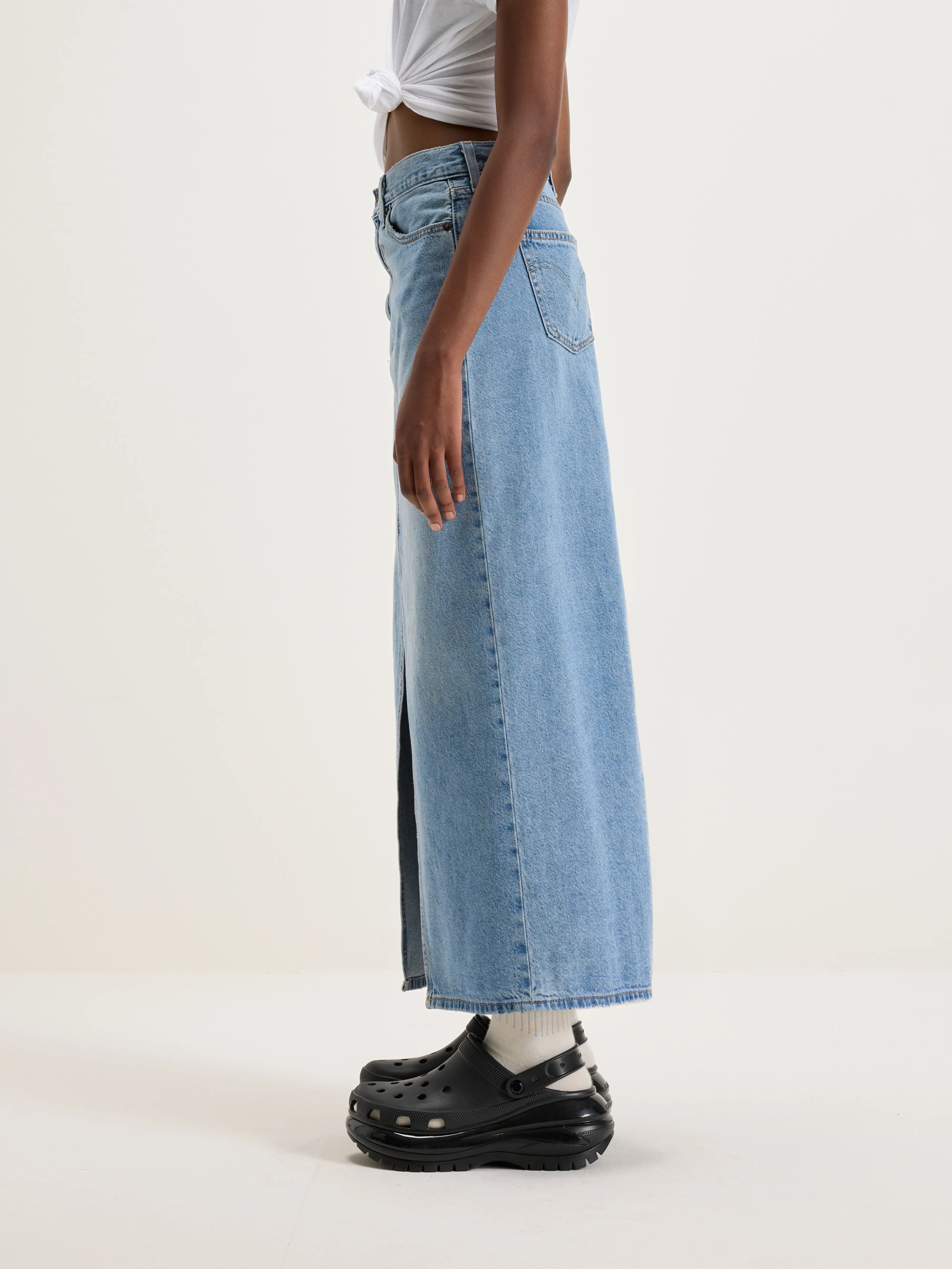 Ankle Column Skirt Midi Skirt (242 / W / LT STONE WASH)