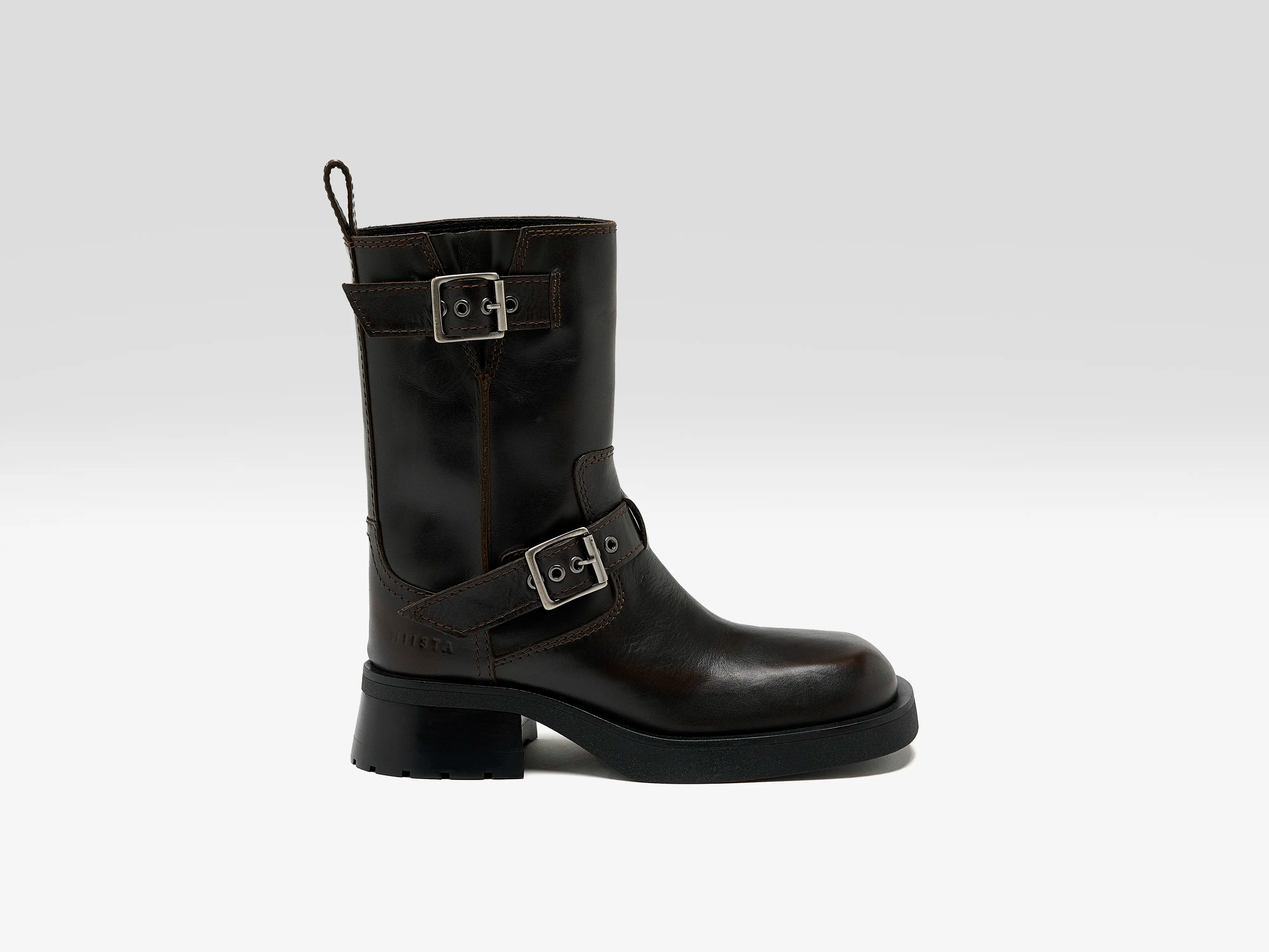 Renate Brown Buckled Ankle Boots  (251 / W / BROWN)