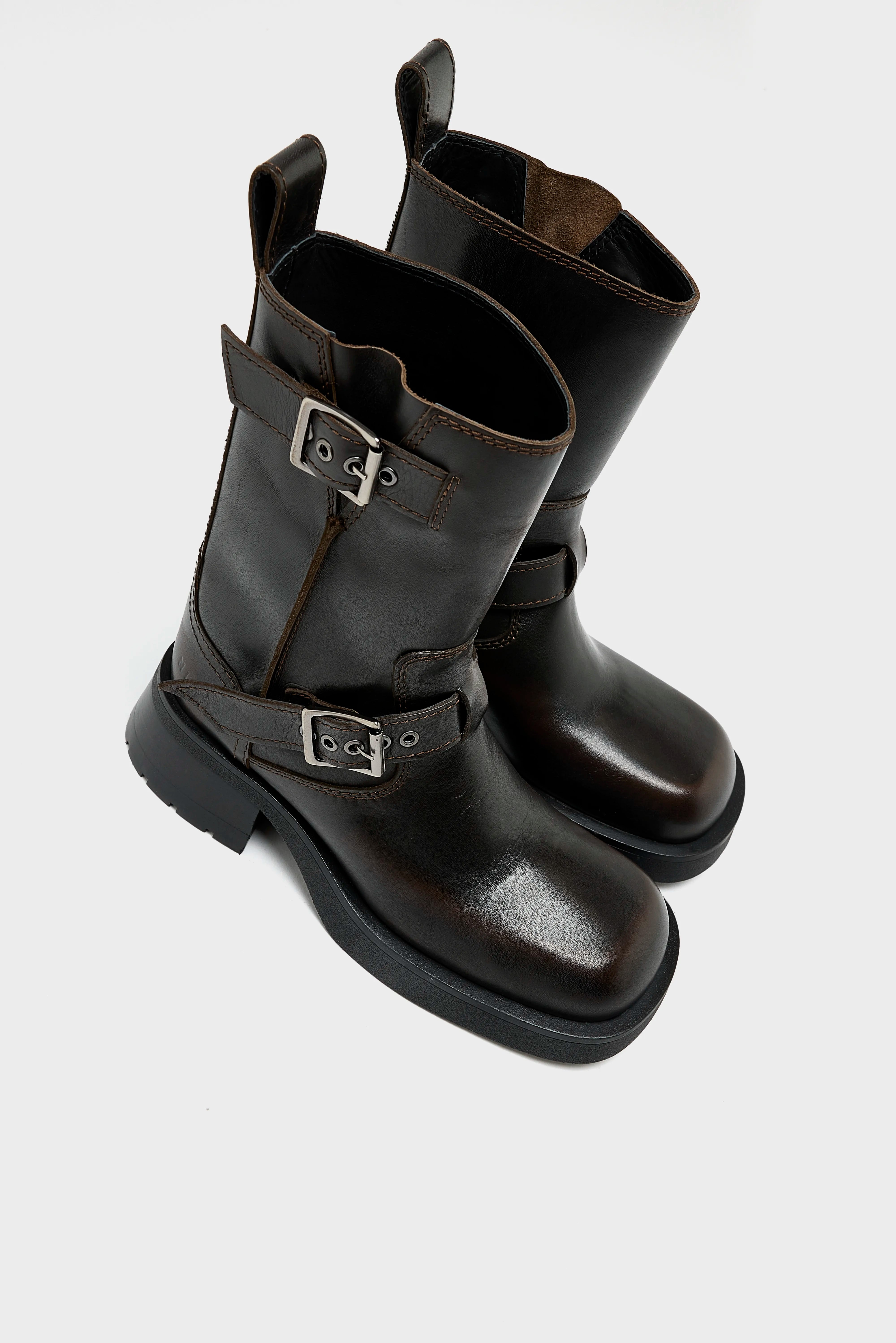 Renate Brown Buckled Ankle Boots  (251 / W / BROWN)