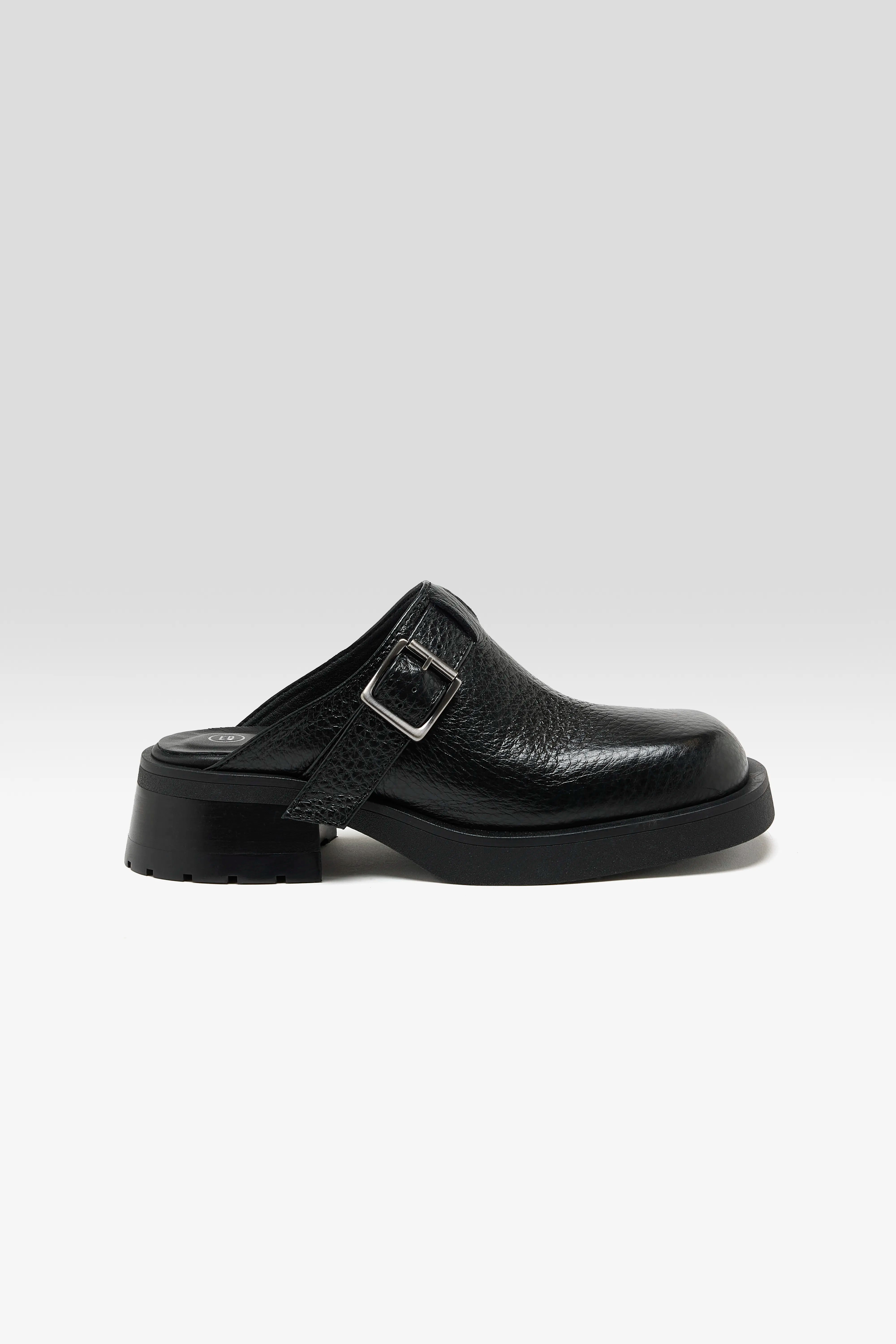 Aroa Black Buckled Mules For Women | Bellerose