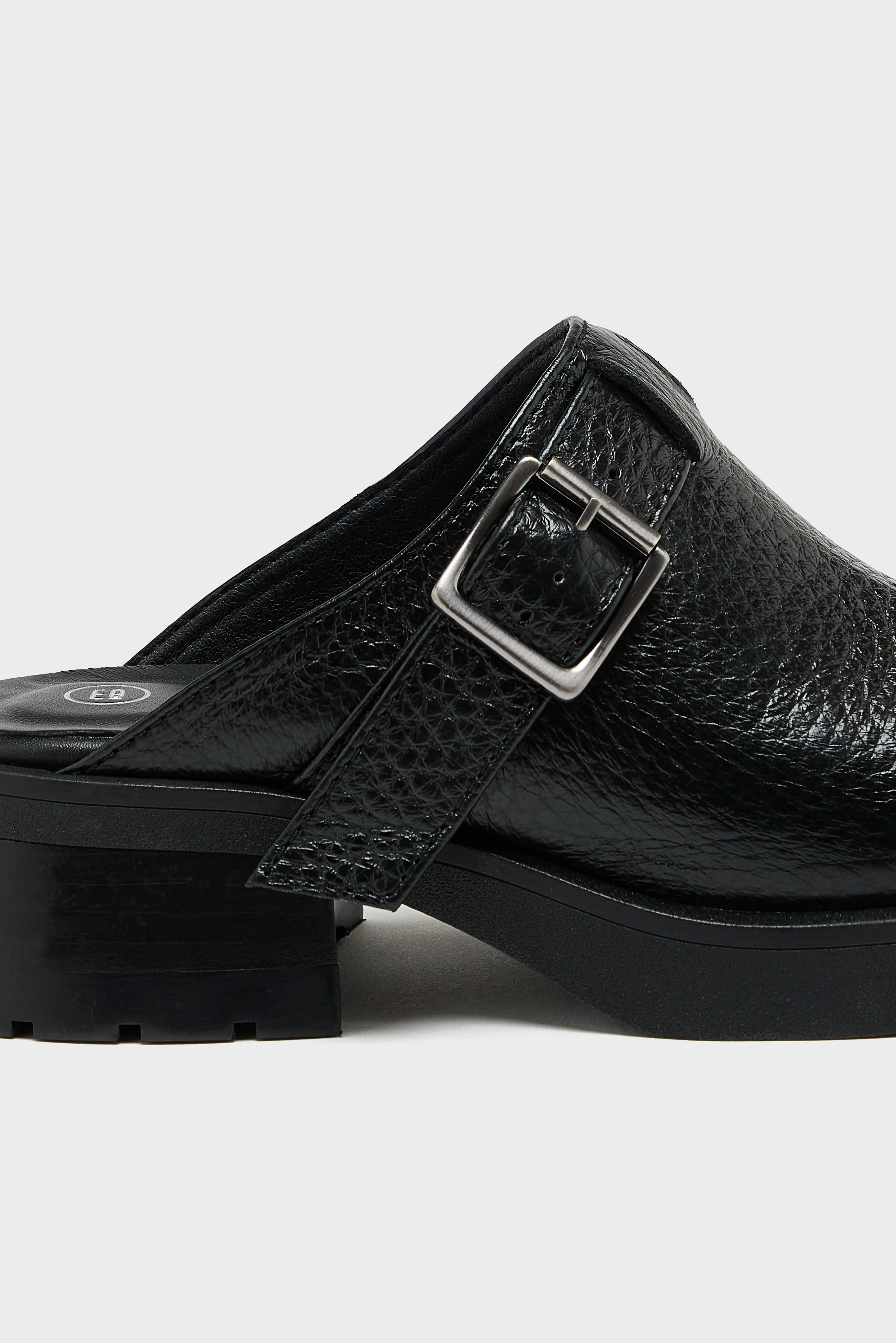 Aroa Black Buckled Mules For Women | Bellerose