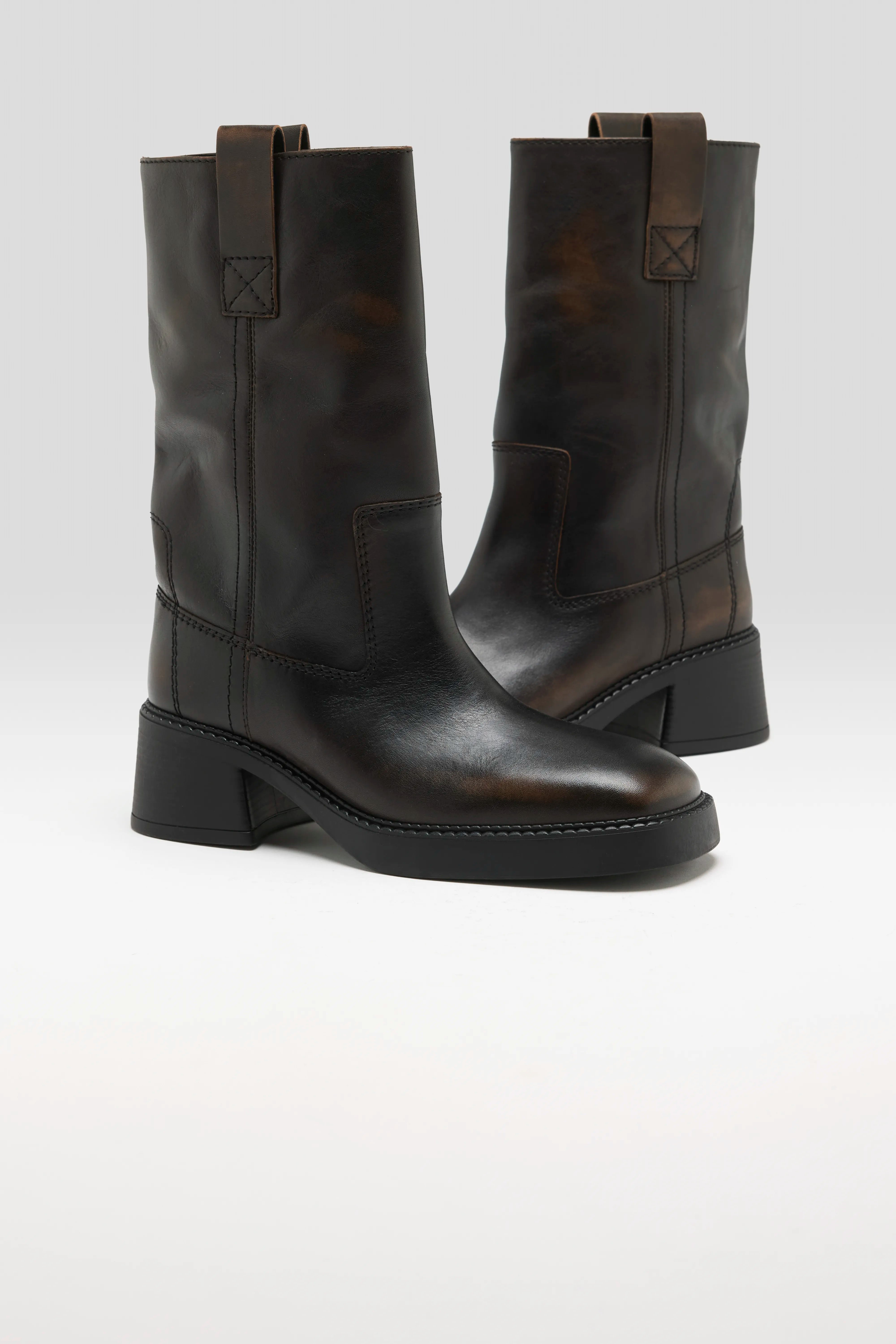 Inaya Mid-calf Biker Boots (262 / W / BROWN)