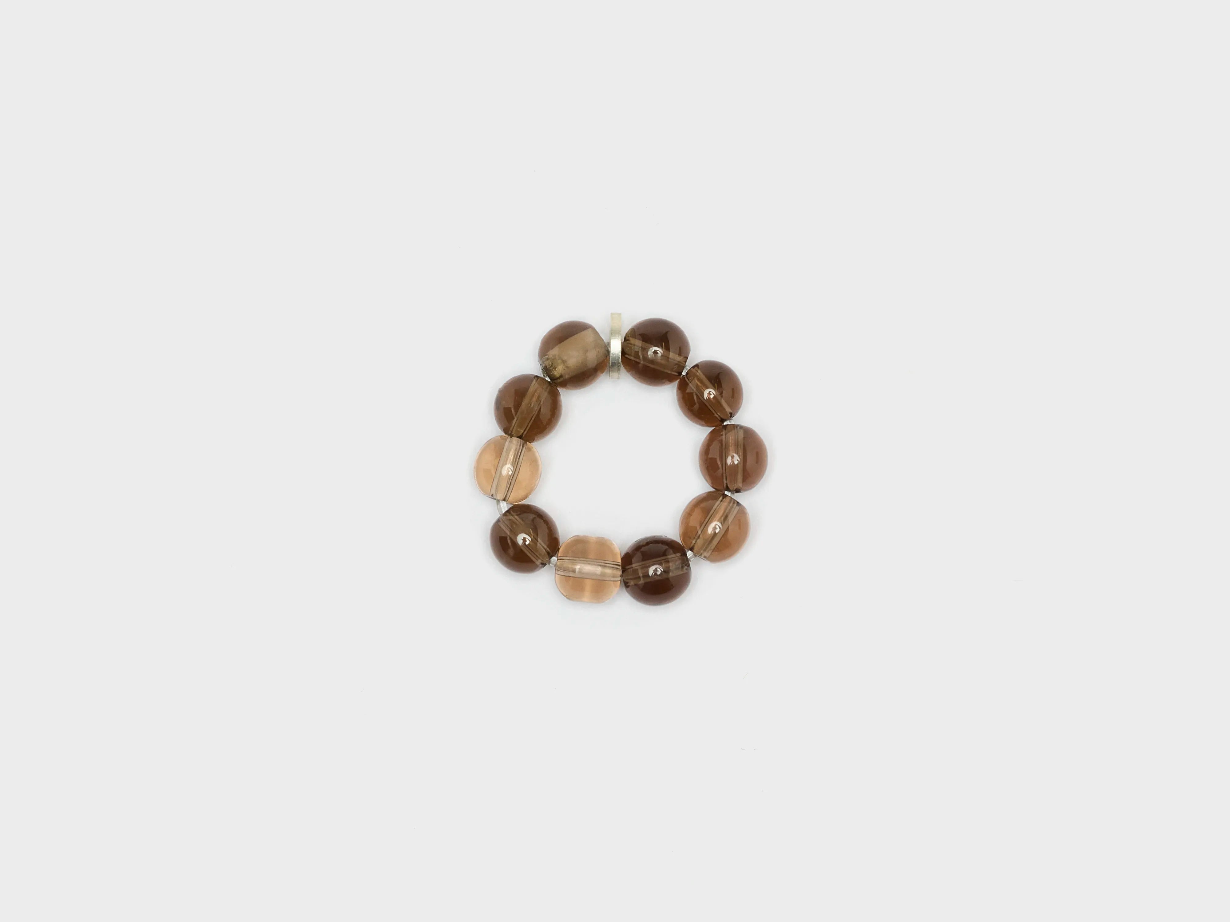 Smoky Quartz Spheres Ring  (252 / W / BROWN)