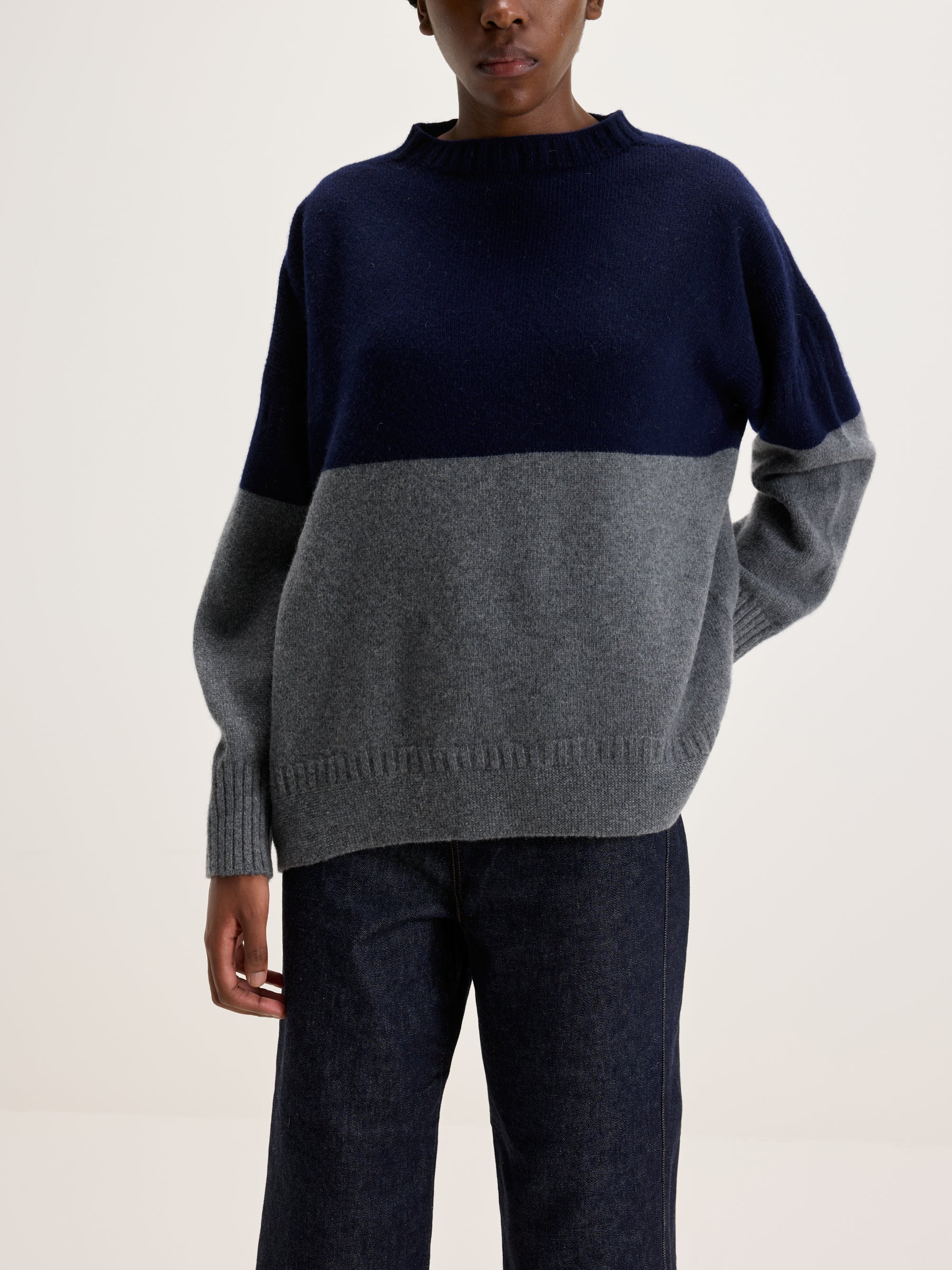 Heriot Mock Neck Sweater (242 / W / NAVY)