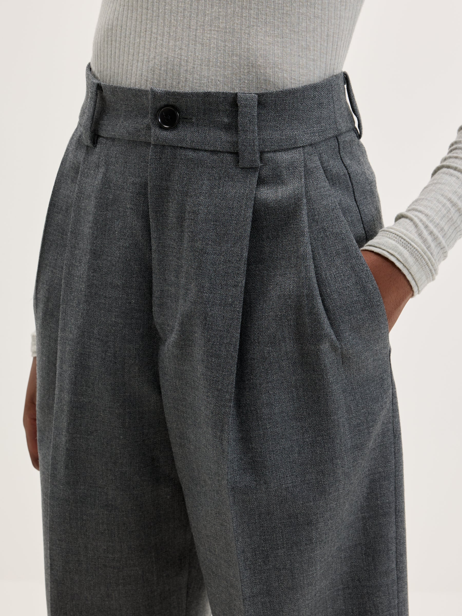 Port Rechte Broek Van Wol (242 / W / GREY)