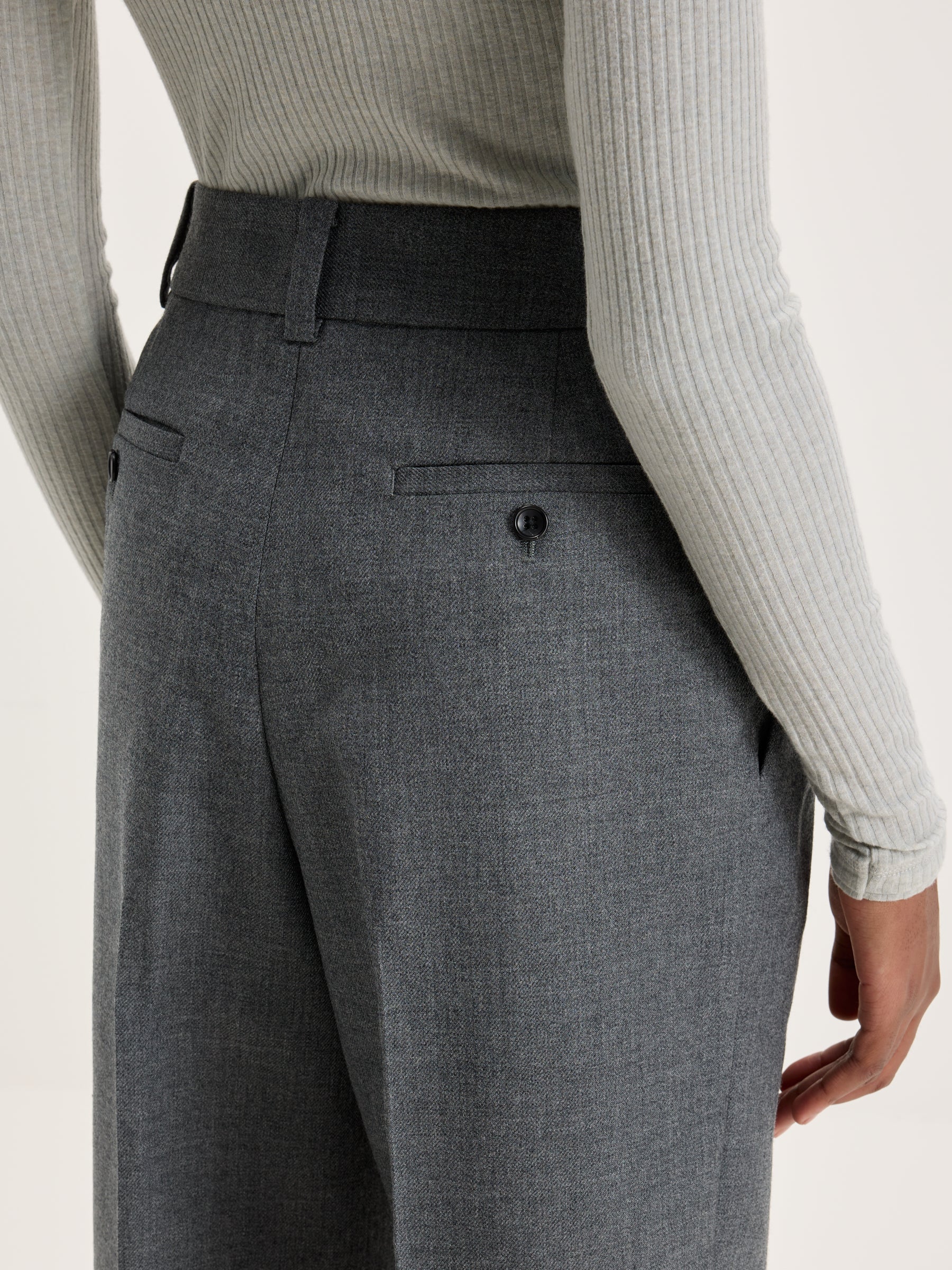 Port Straight Wool Pants  (242 / W / GREY)