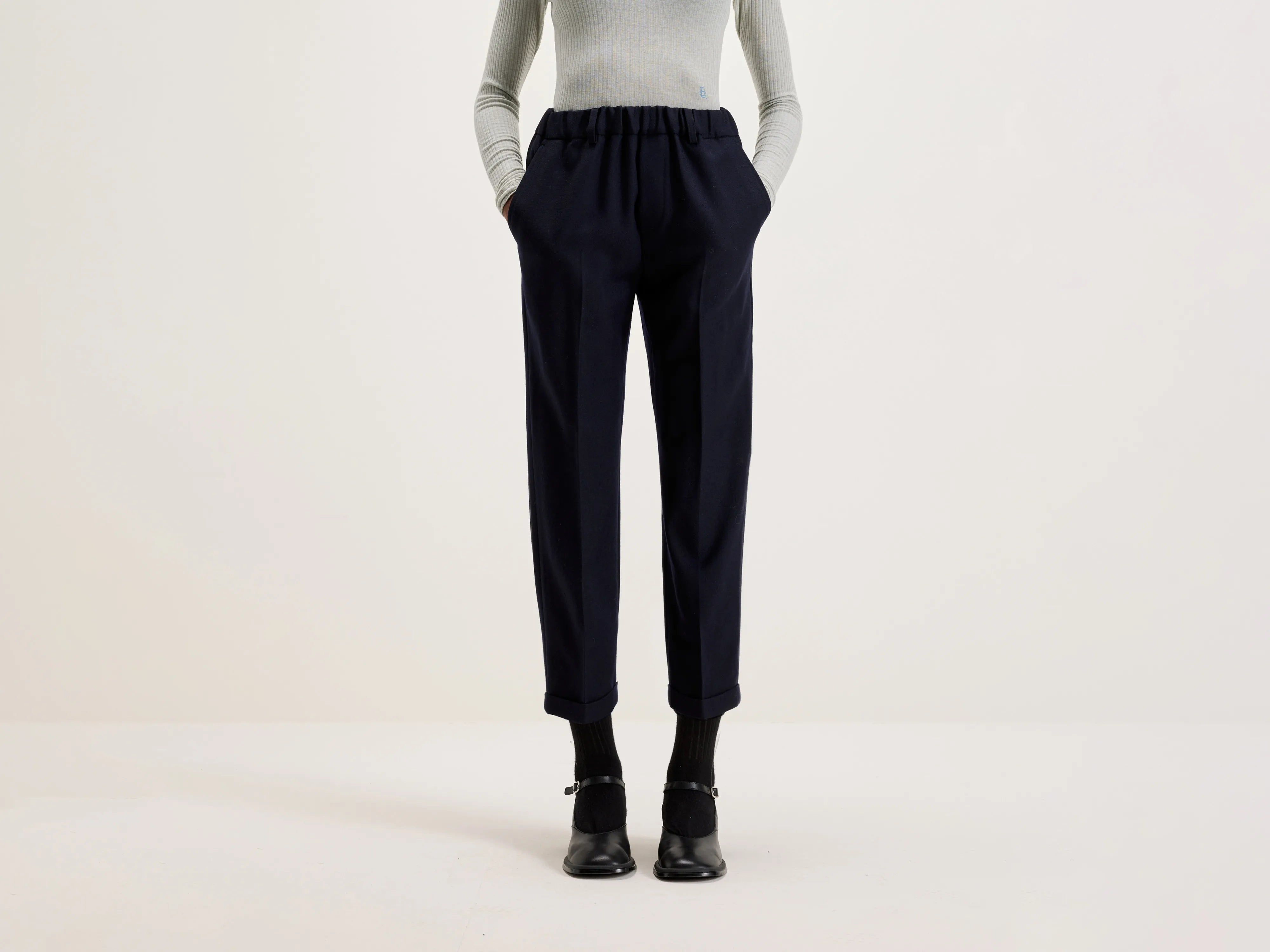 Robin Wool Pants  (242 / W / NAVY)