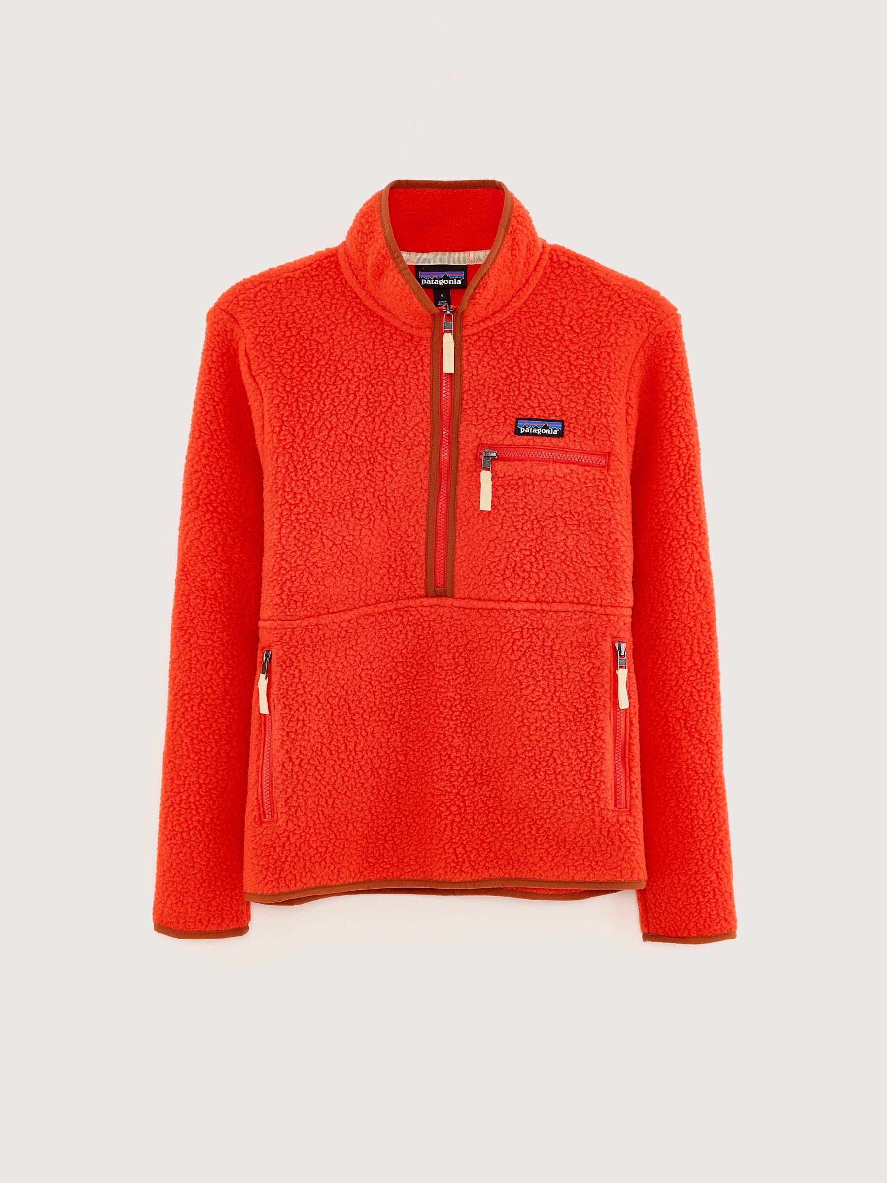 Women'S Retro Pile Fleece Marsupial Pullover (242 / W / RED)