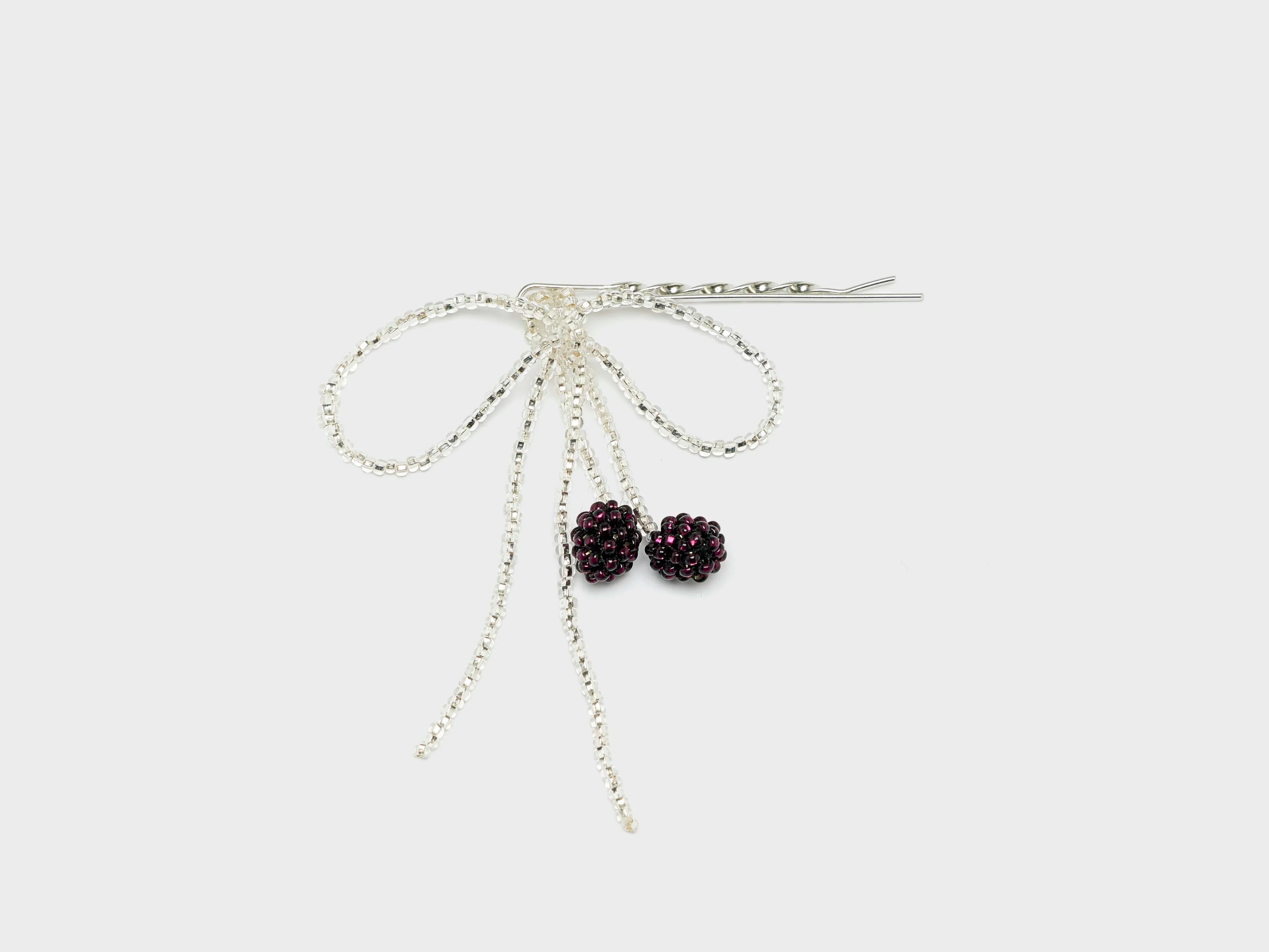 Dark Cherry Bow Hair Jewellery  (252 / W / SILVER)