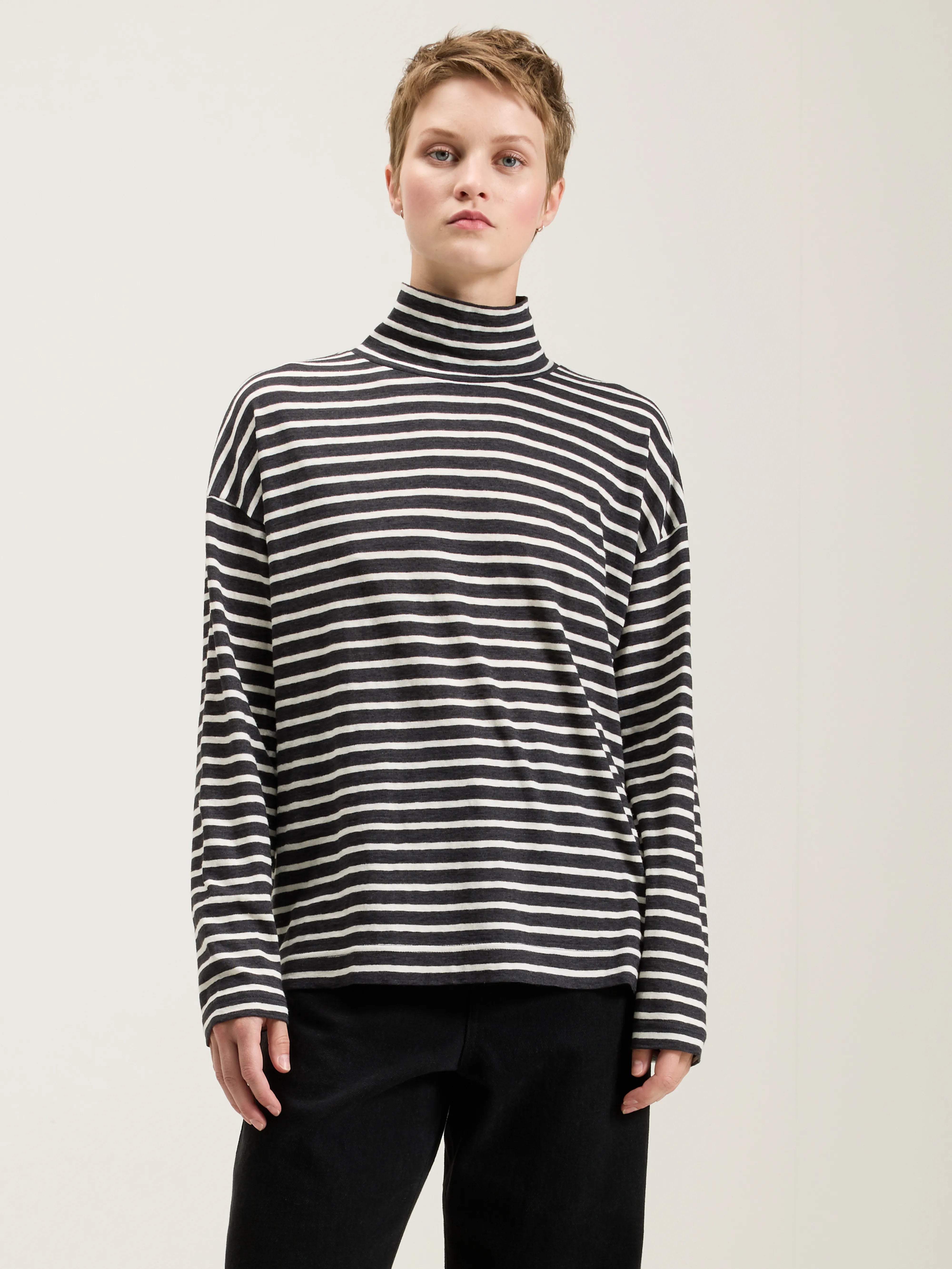 Foggy Stripe Turtleneck T-shirt For Women | Bellerose