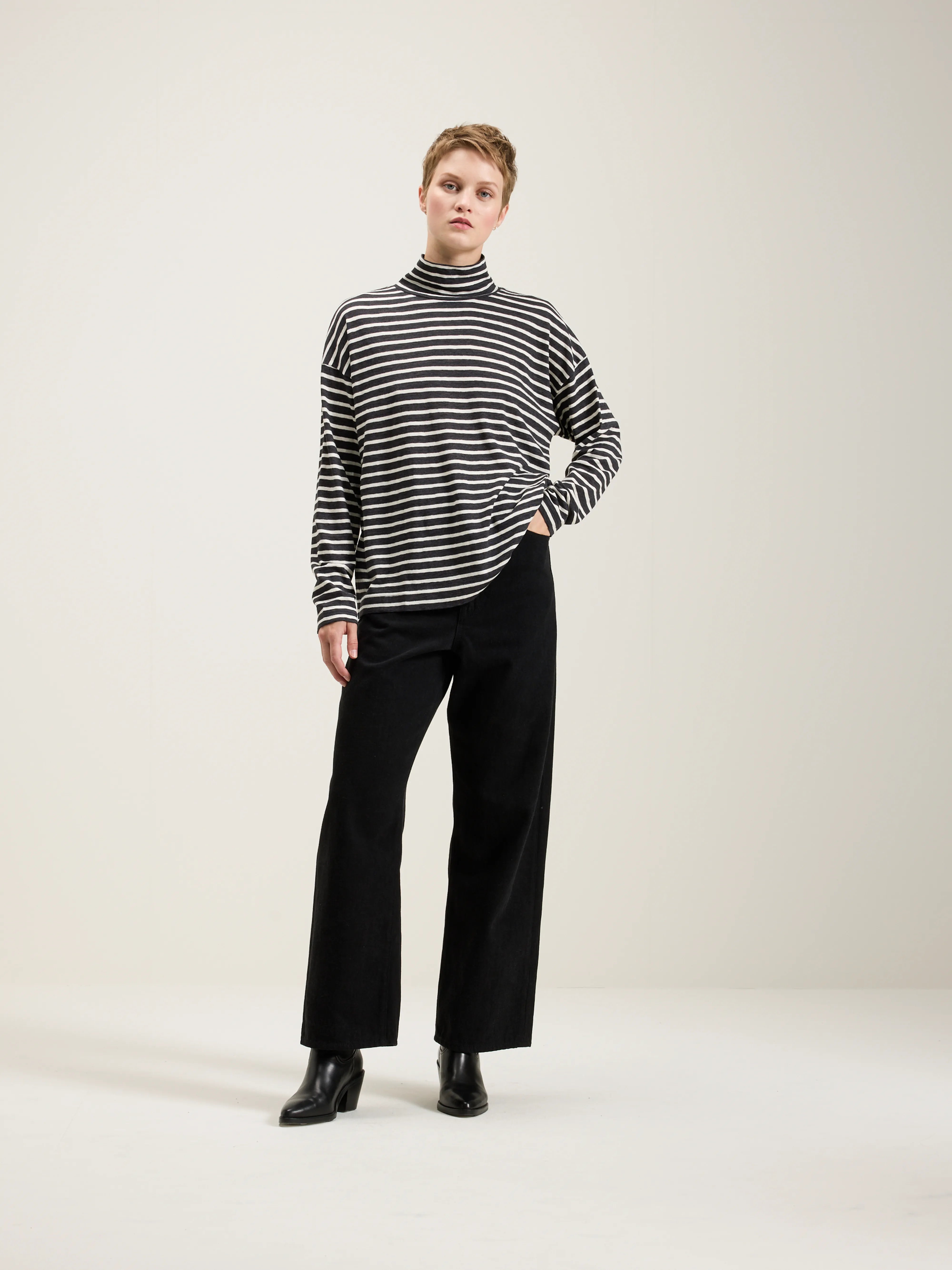 Foggy Stripe Turtleneck T-shirt For Women | Bellerose