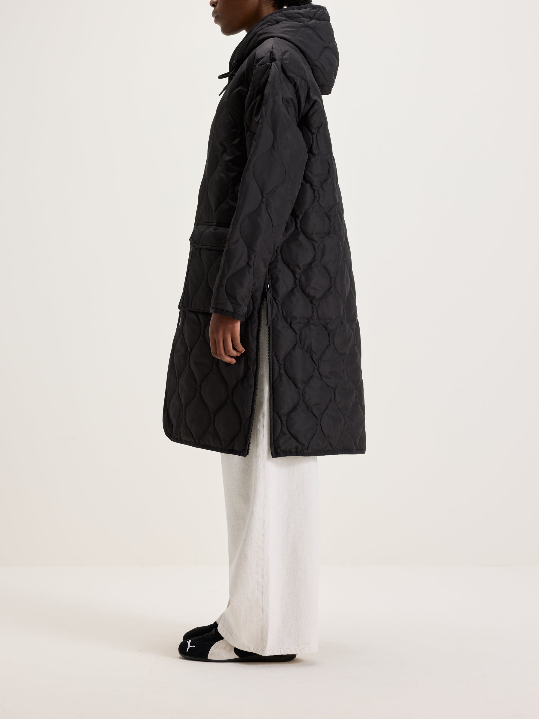 Long Military Hooded Down Coat (242 / W / BLACK)