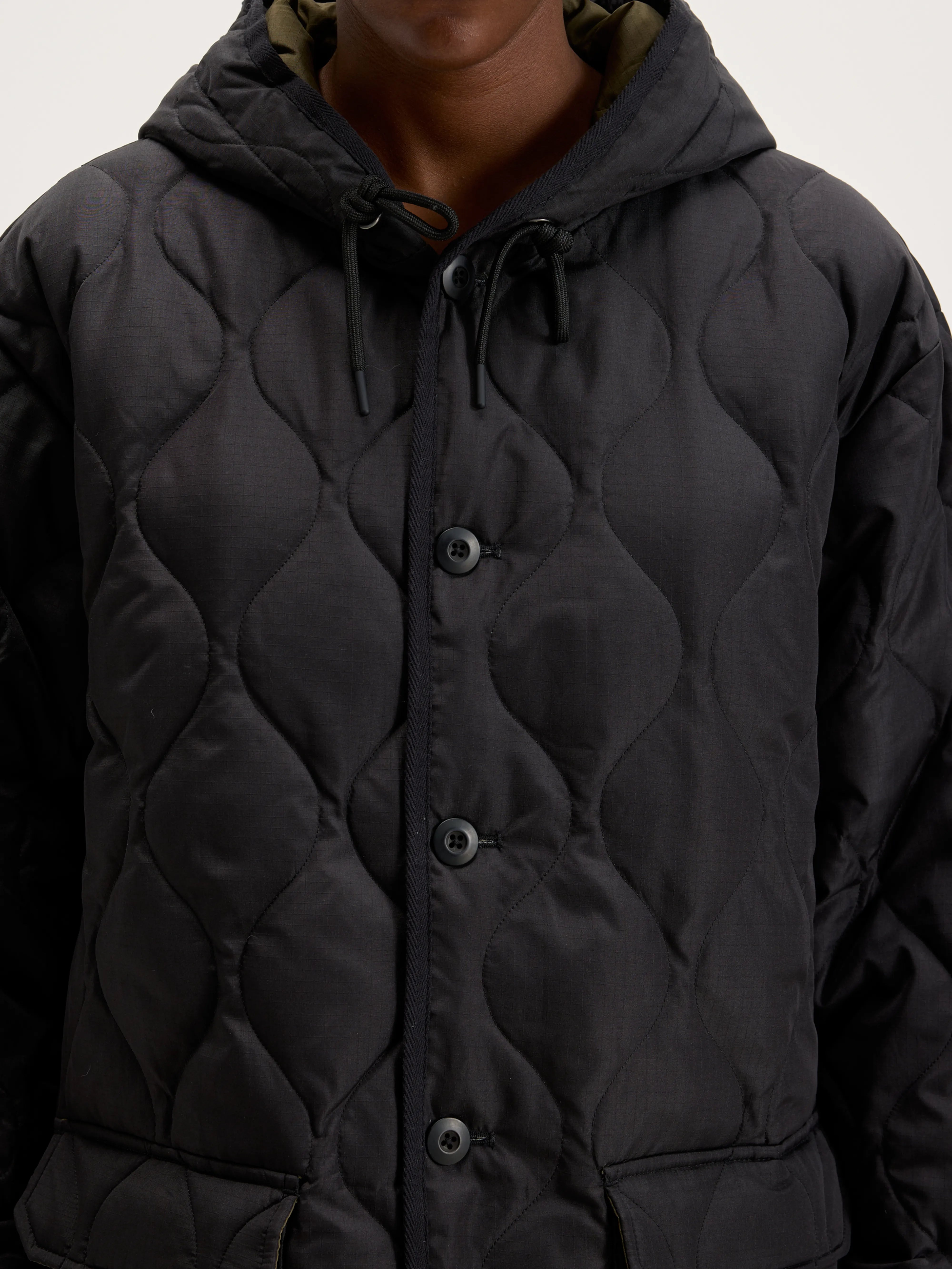 Long Military Hooded Down Coat (242 / W / BLACK)