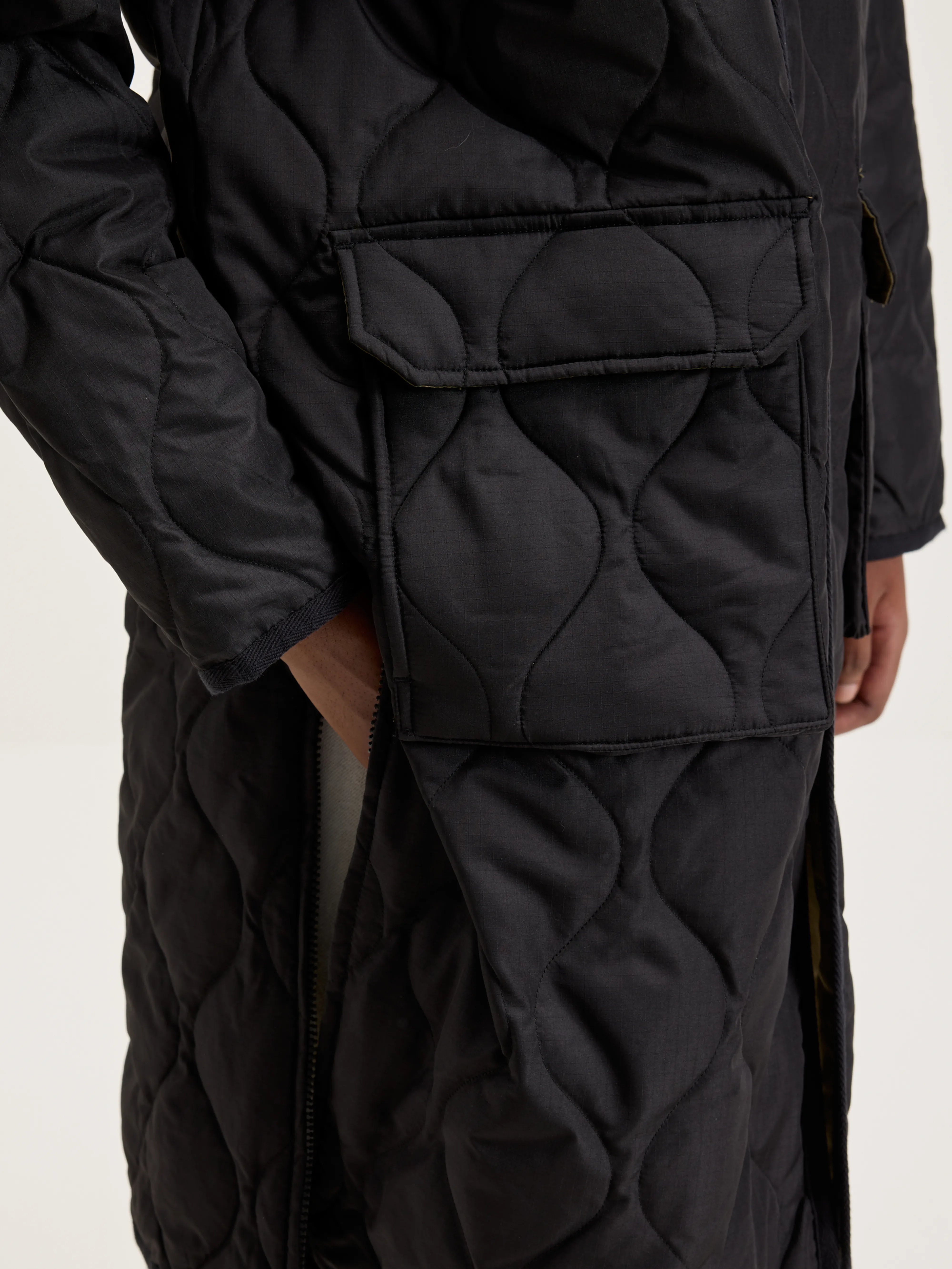 Long Military Hooded Down Coat (242 / W / BLACK)