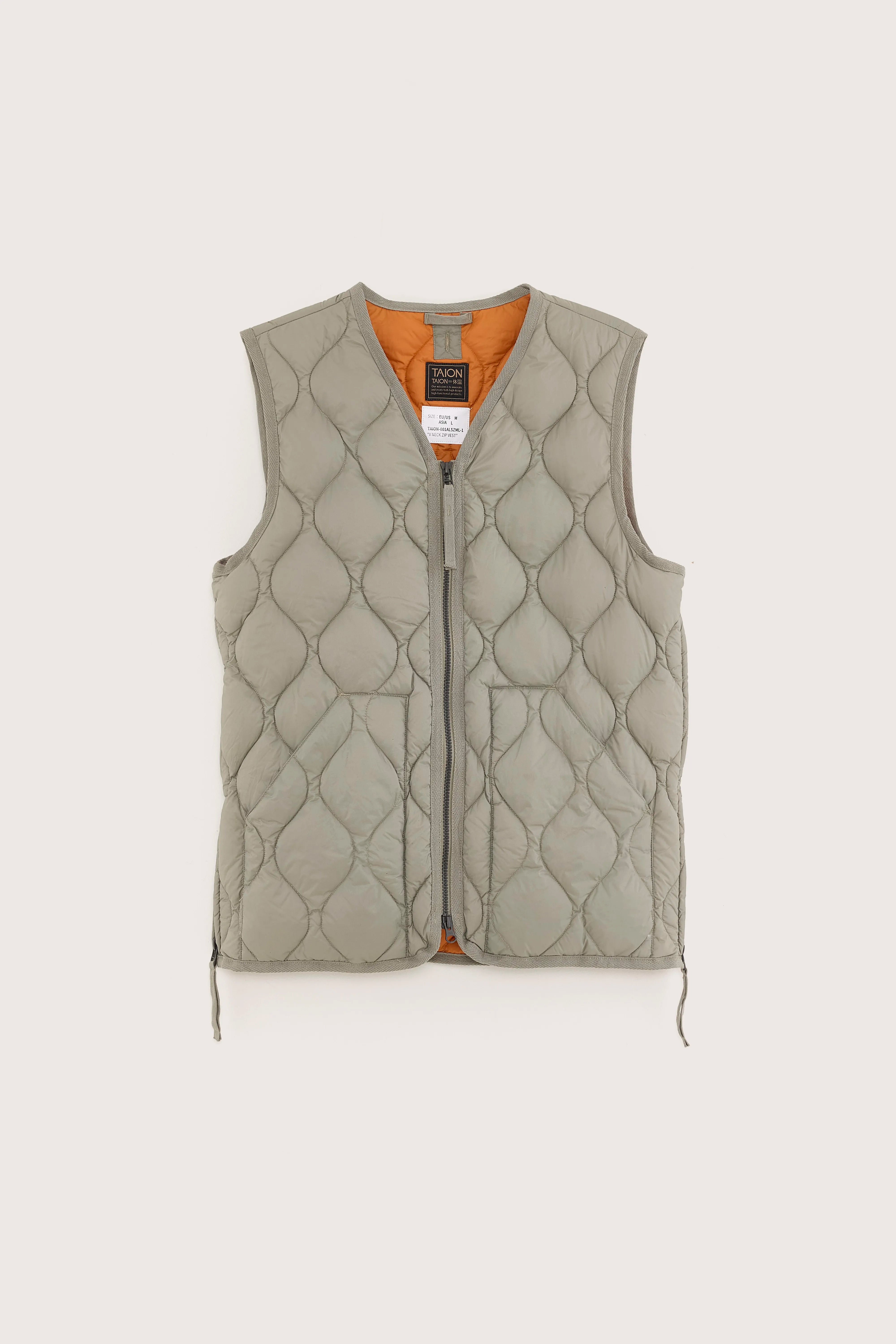 Military V Neck Down Vest (242 / W / GREEN)